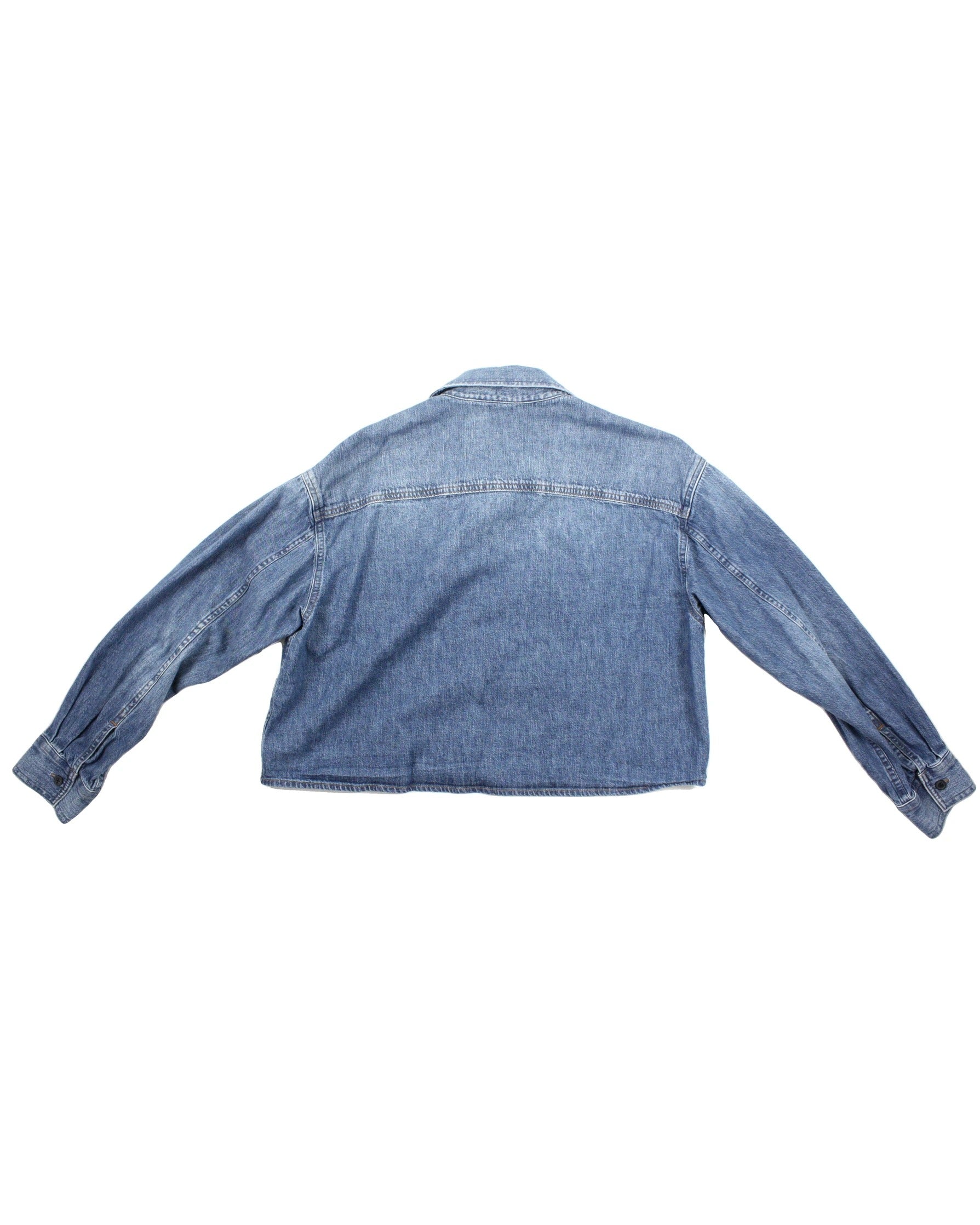 Denim Forum Women's Blue Cropped Long Sleeve Denim Shirt – Size S