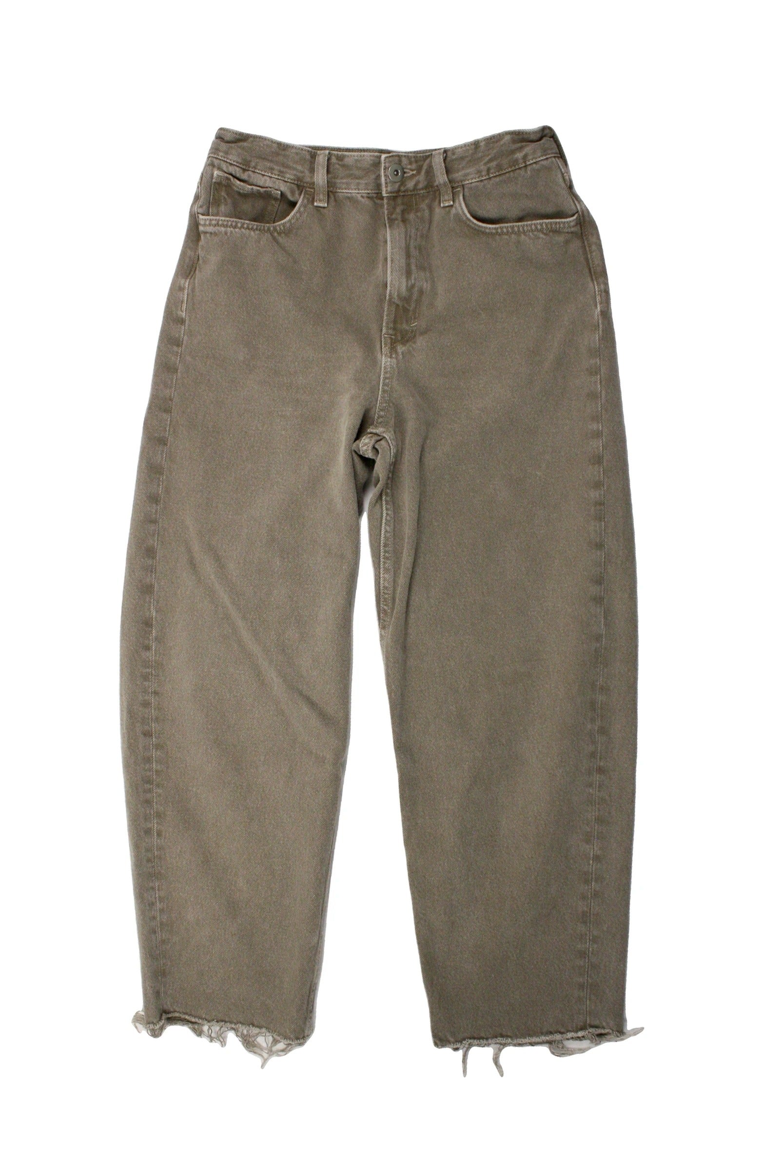 COS Women's Brown High-Rise Tapered Pants with Raw Hems – Size 28