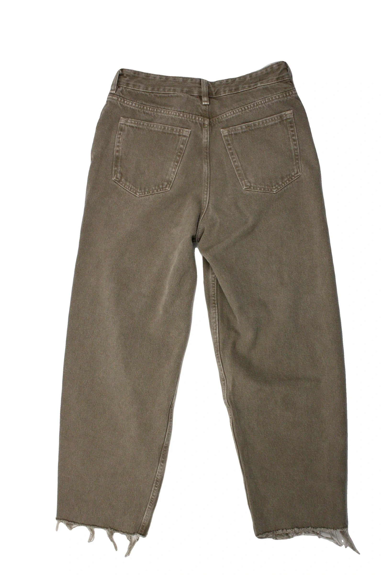 COS Women's Brown High-Rise Tapered Pants with Raw Hems – Size 28
