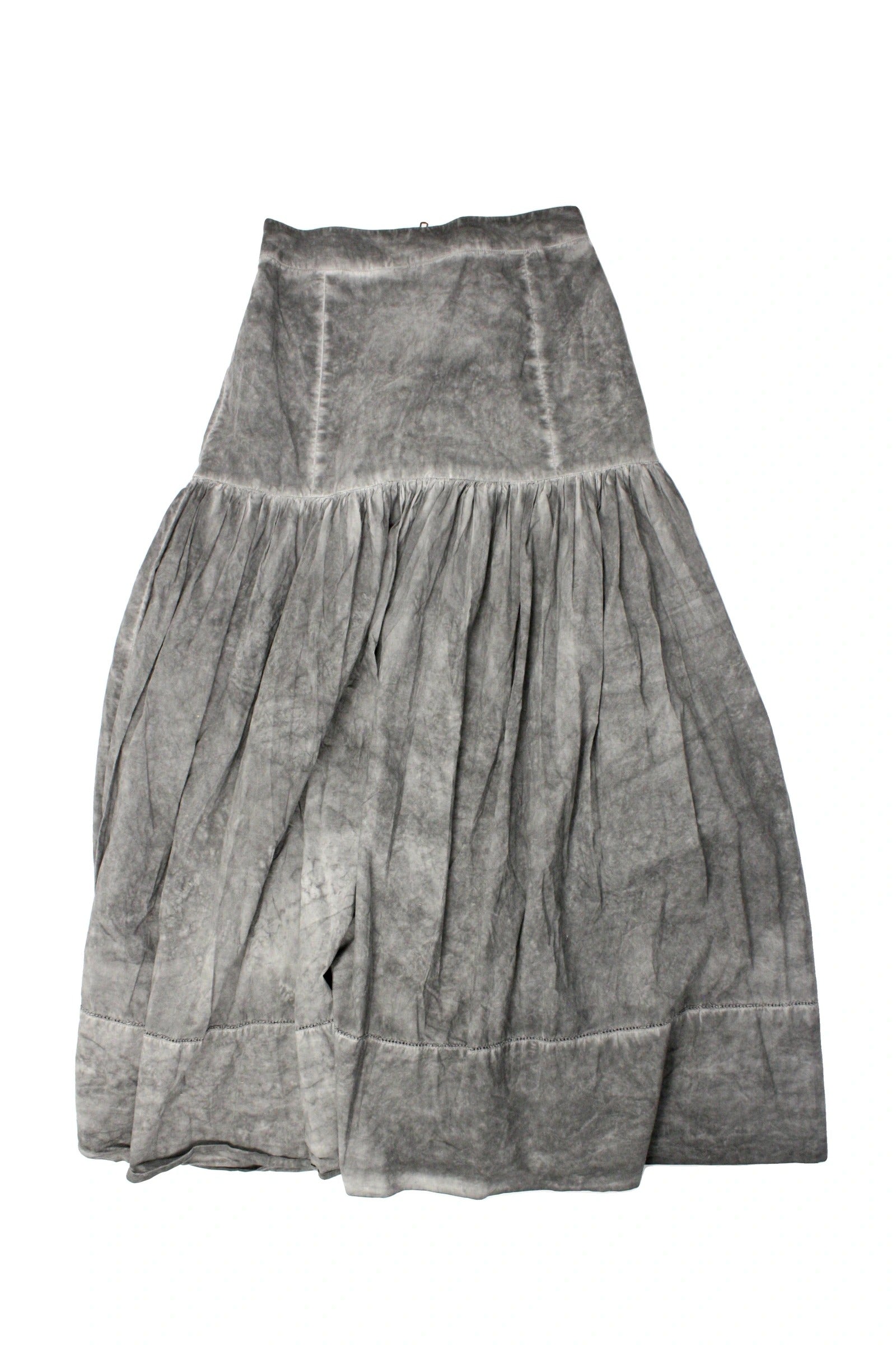 The Great Women's Grey Acid Wash Denim Maxi Skirt with Back Zip – Size 24
