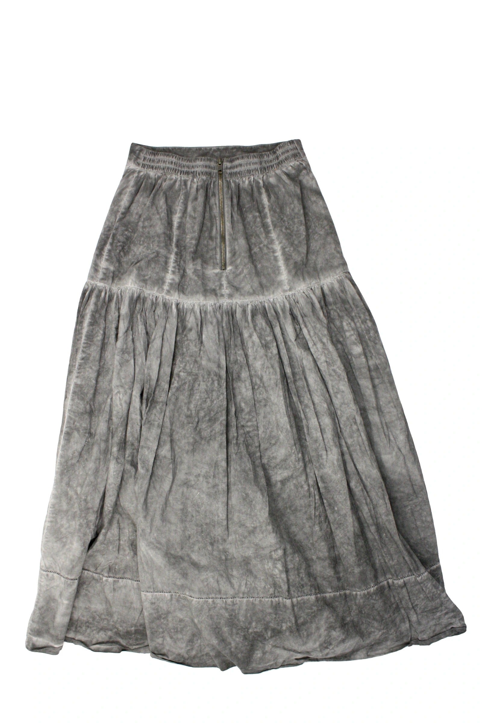 The Great Women's Grey Acid Wash Denim Maxi Skirt with Back Zip – Size 24