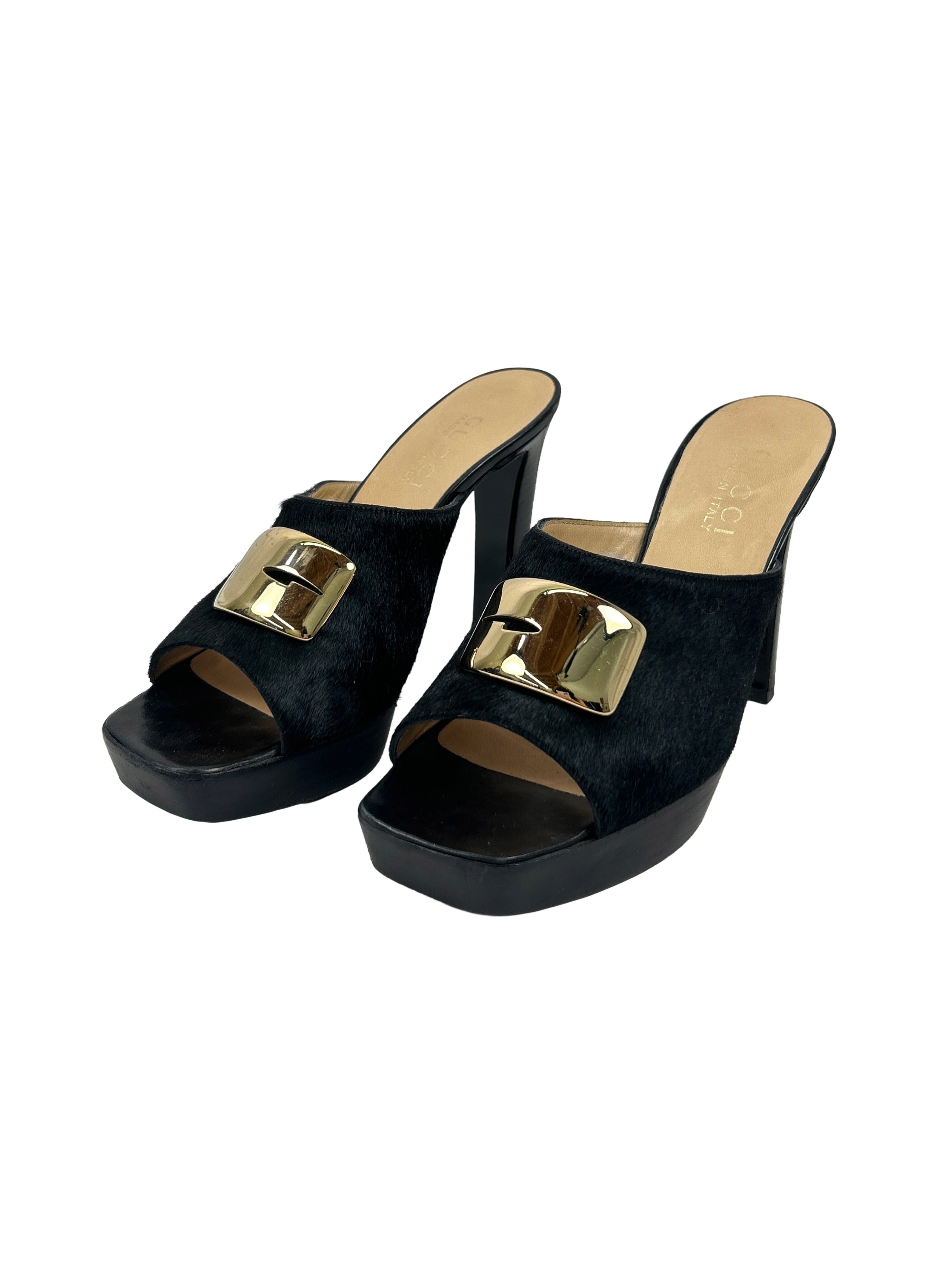 Gucci by Tom Ford Size 6.5 Vintage FW 1996 Pony Hair Mules