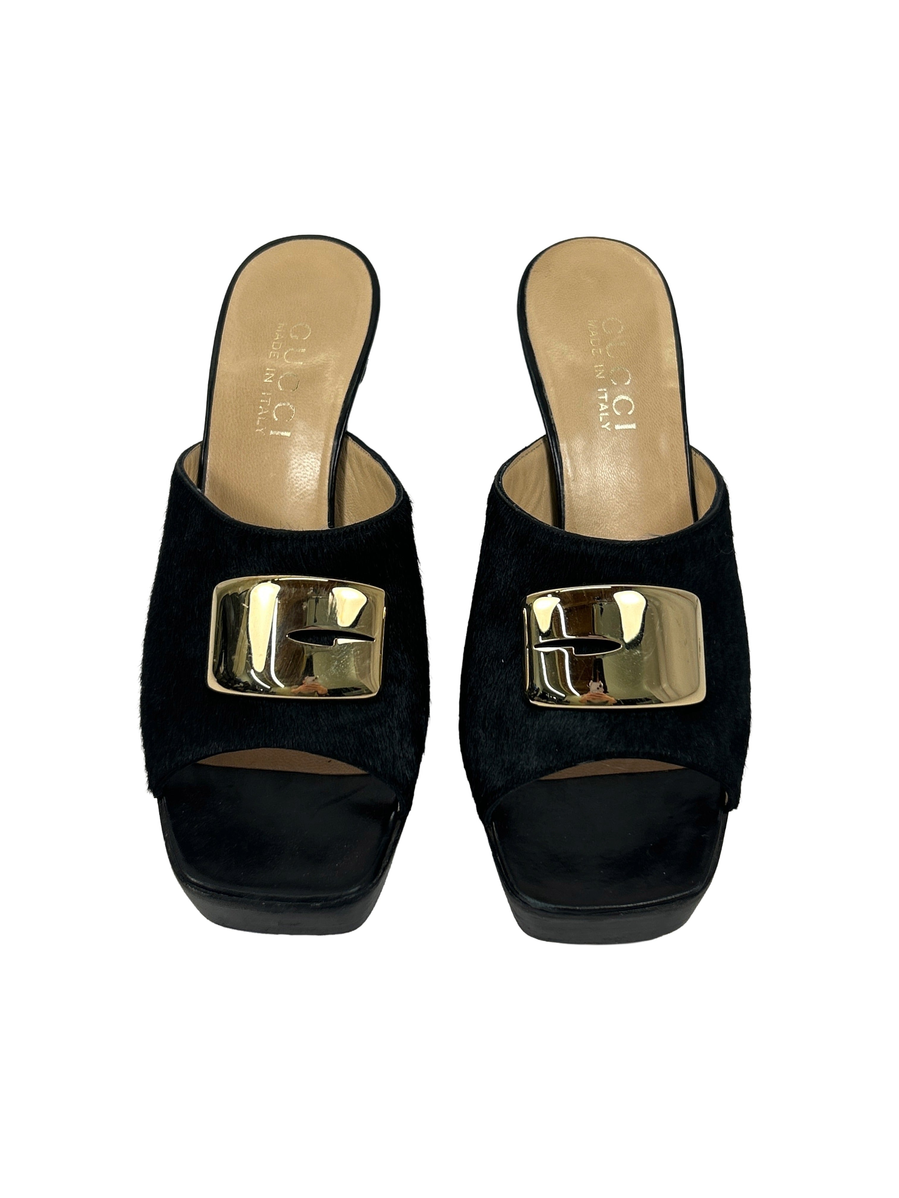 Gucci by Tom Ford Size 6.5 Vintage FW 1996 Pony Hair Mules