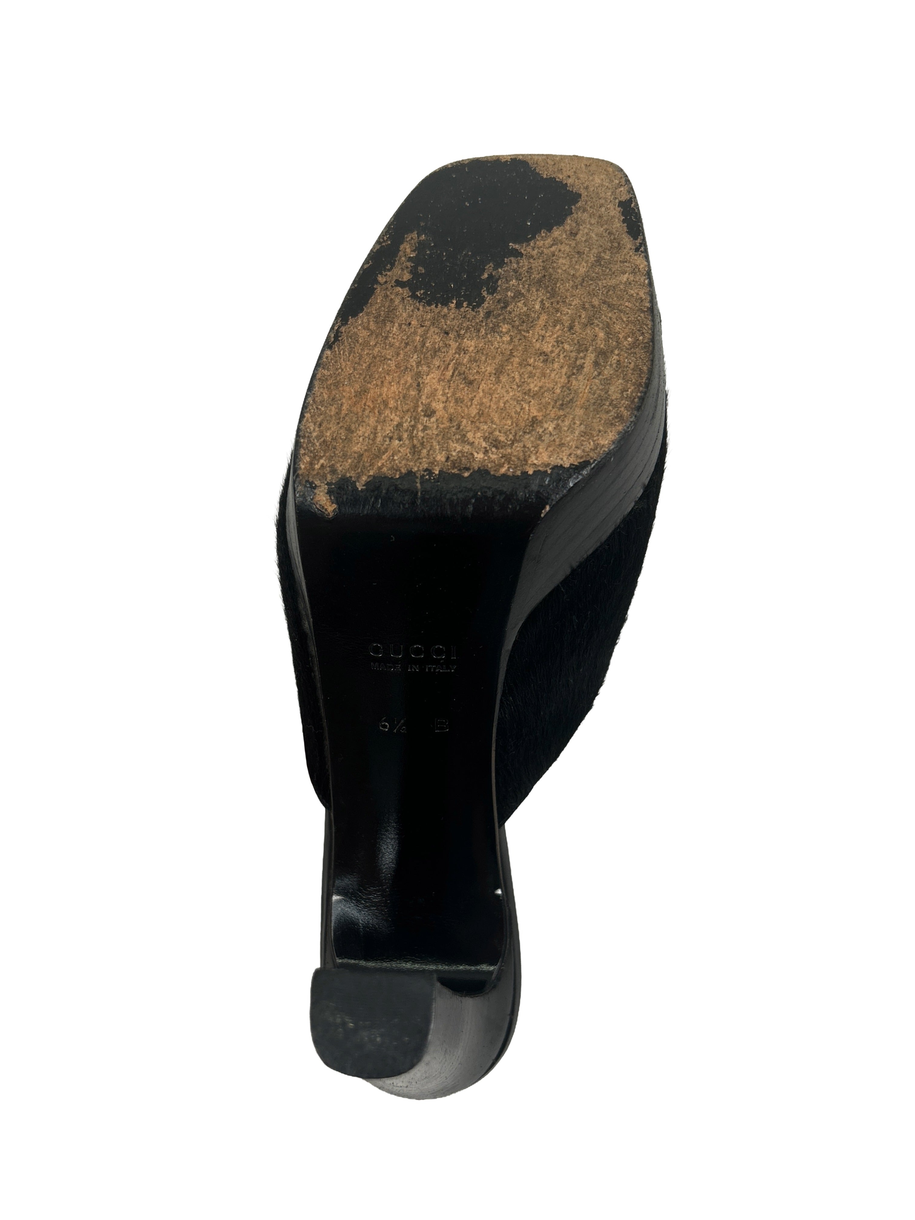 Gucci by Tom Ford Size 6.5 Vintage FW 1996 Pony Hair Mules