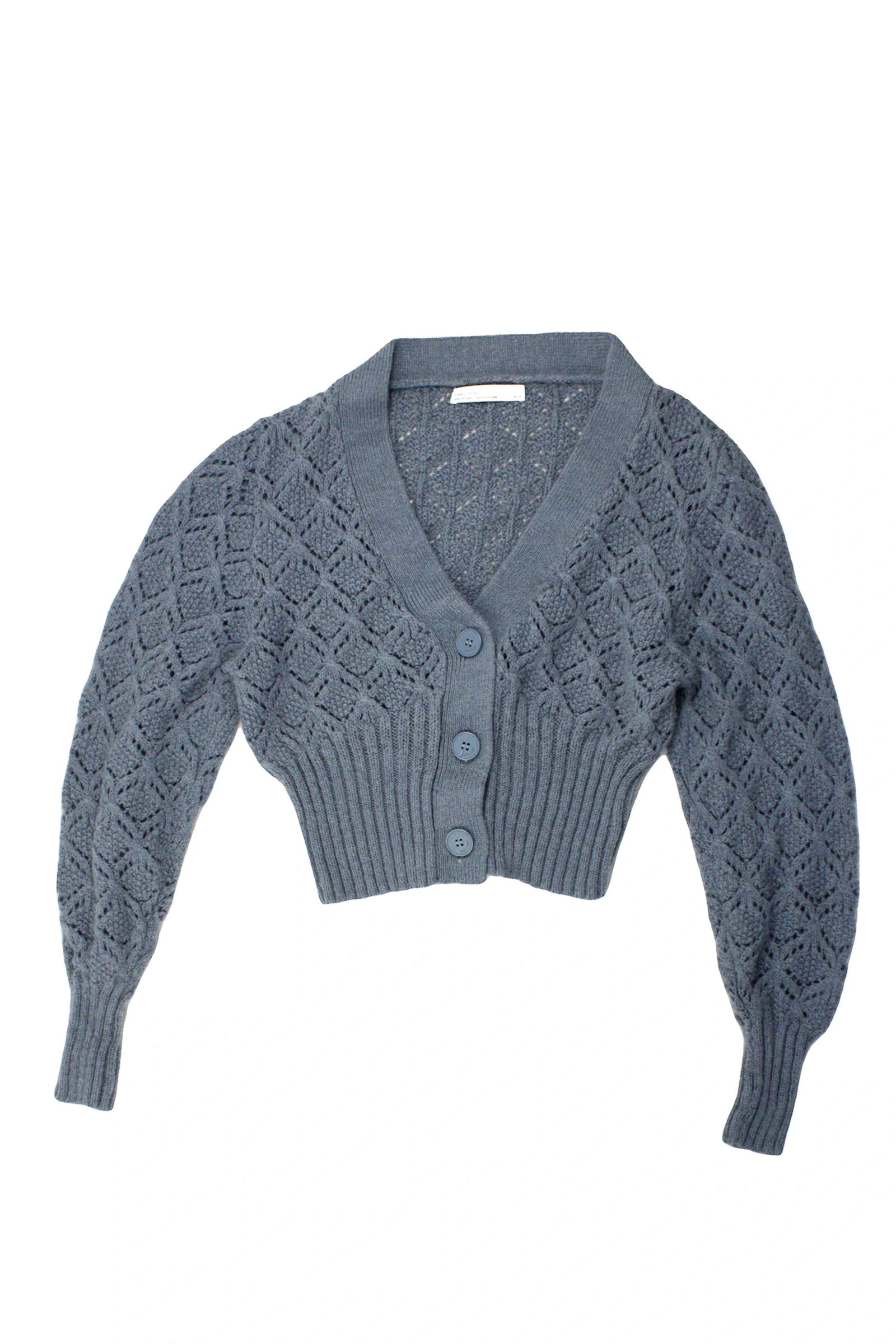 Oak + Fort Women's Blue Open-Knit Long Sleeve Cardigan – Size XS