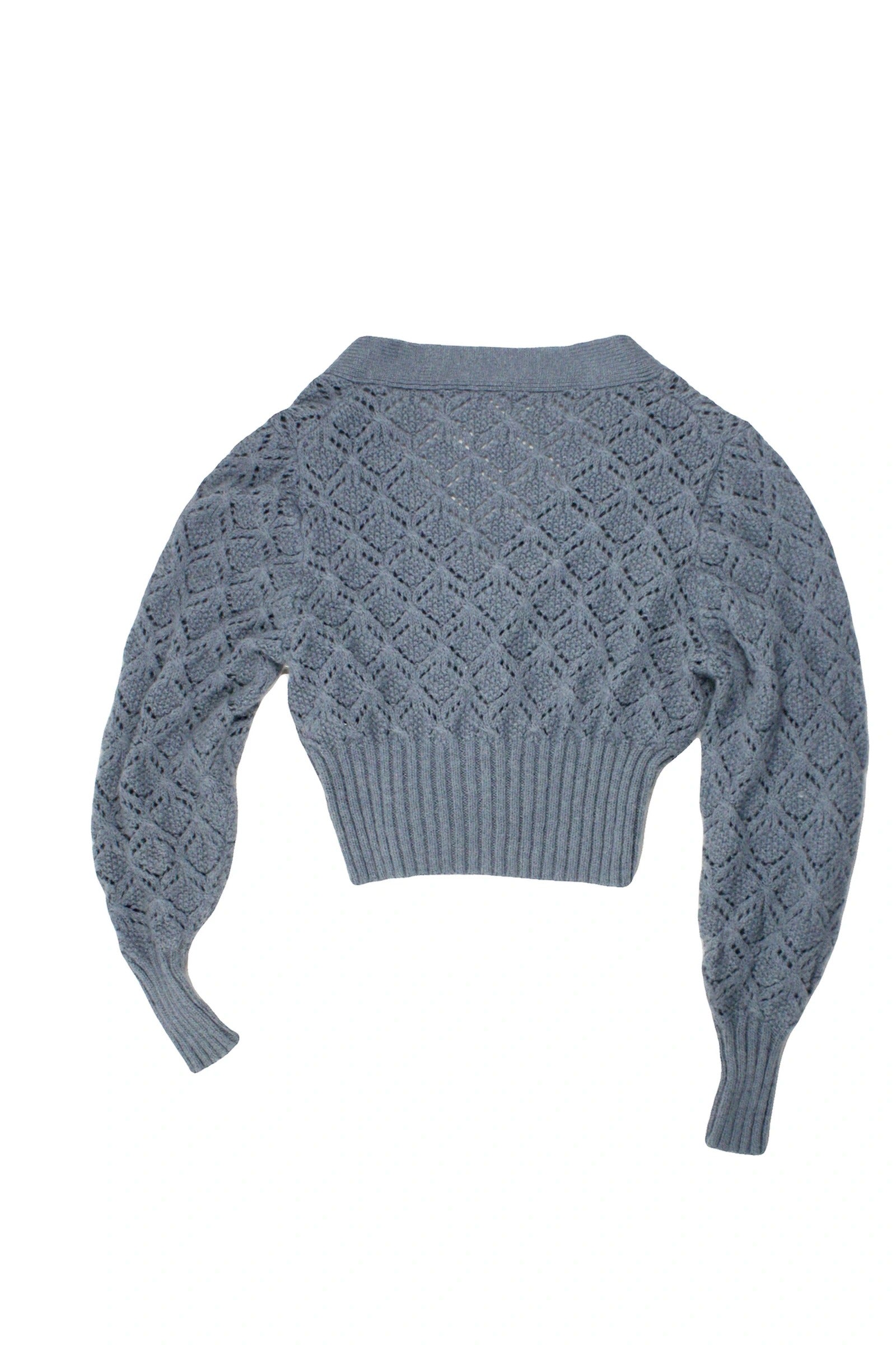 Oak + Fort Women's Blue Open-Knit Long Sleeve Cardigan – Size XS