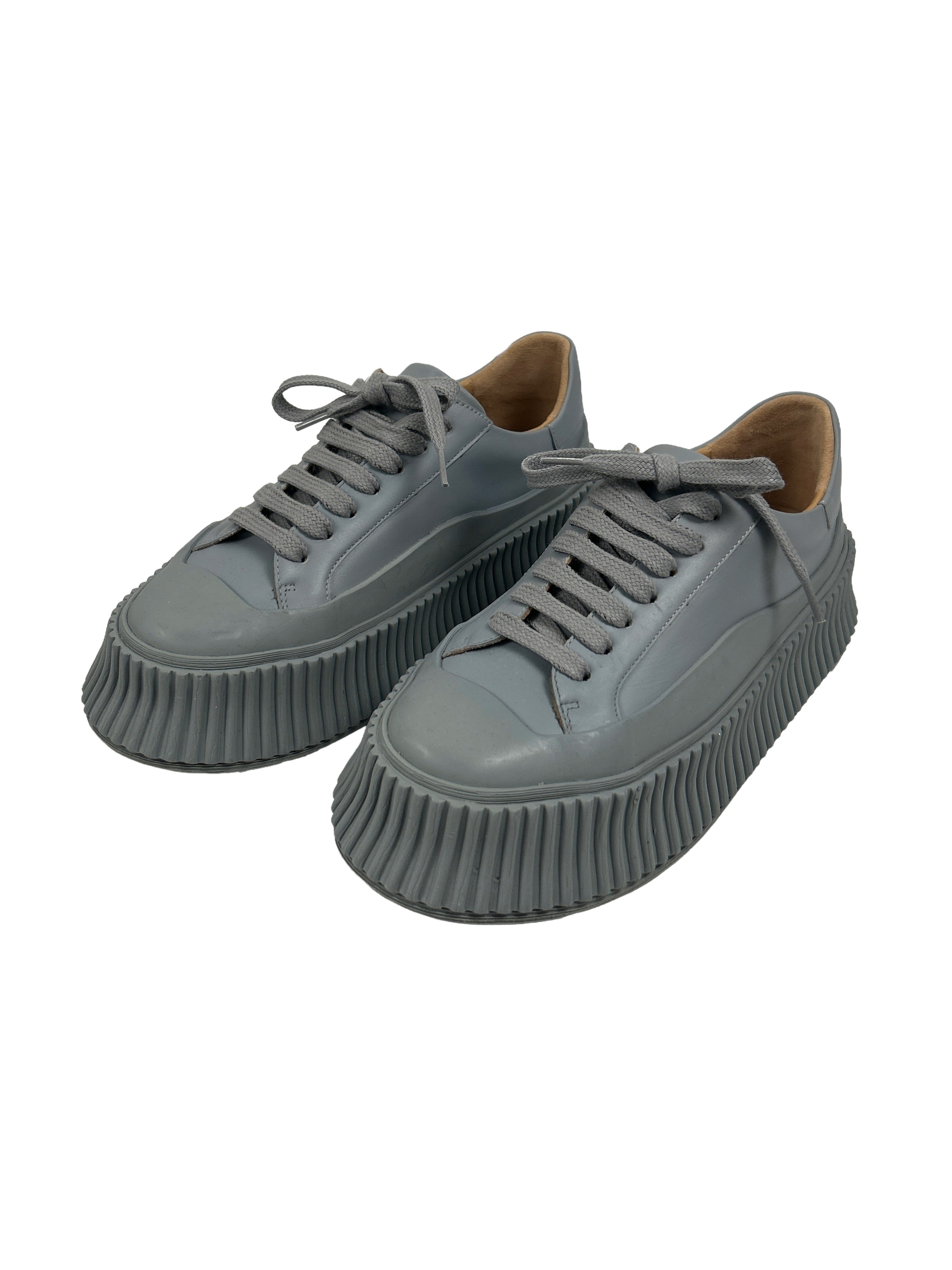 Jil Sander Size 35 Leather Platform Sneakers