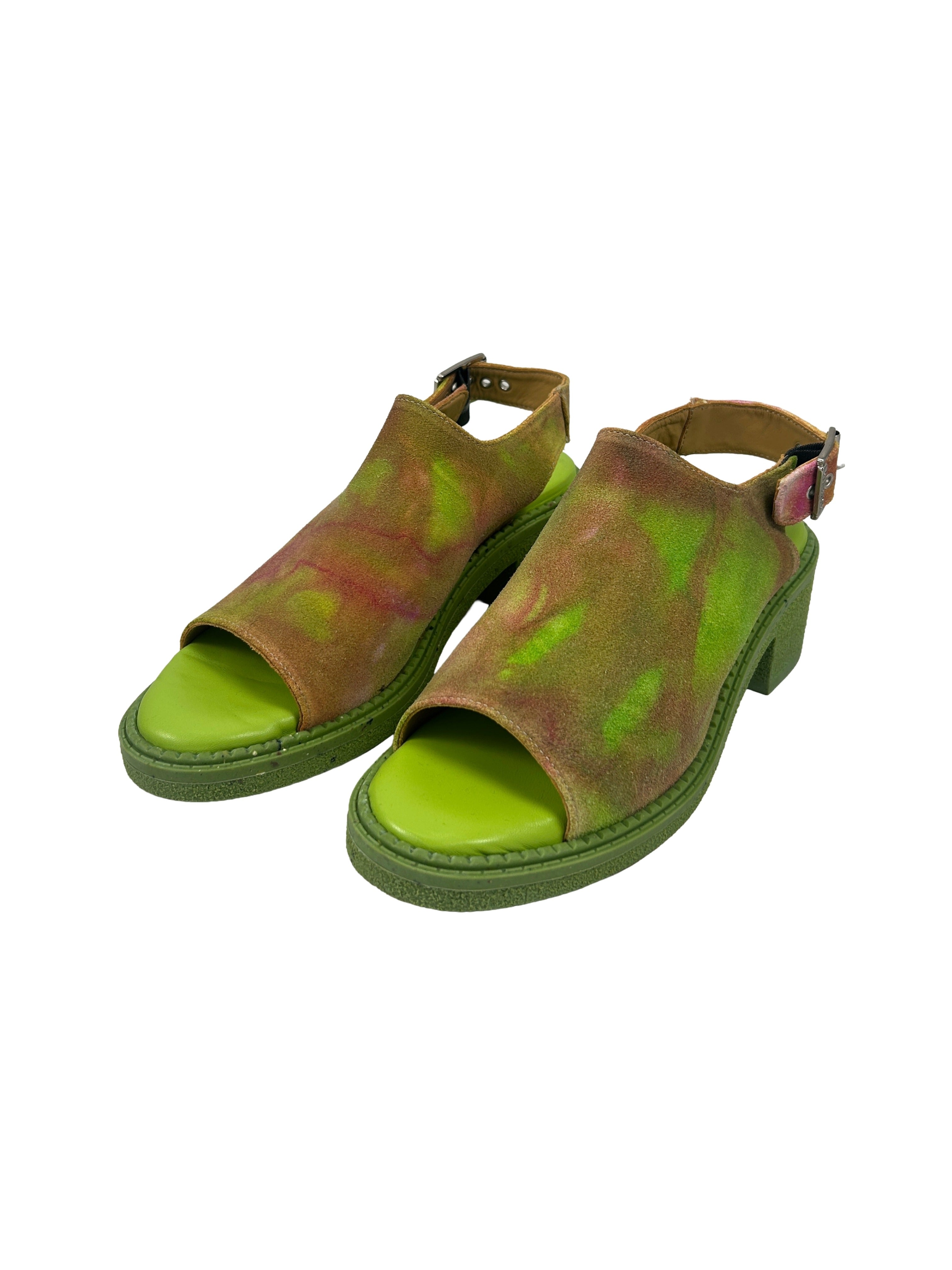 John Fluevog Size 8 Goofball Tie-Dye Slingback Mules
