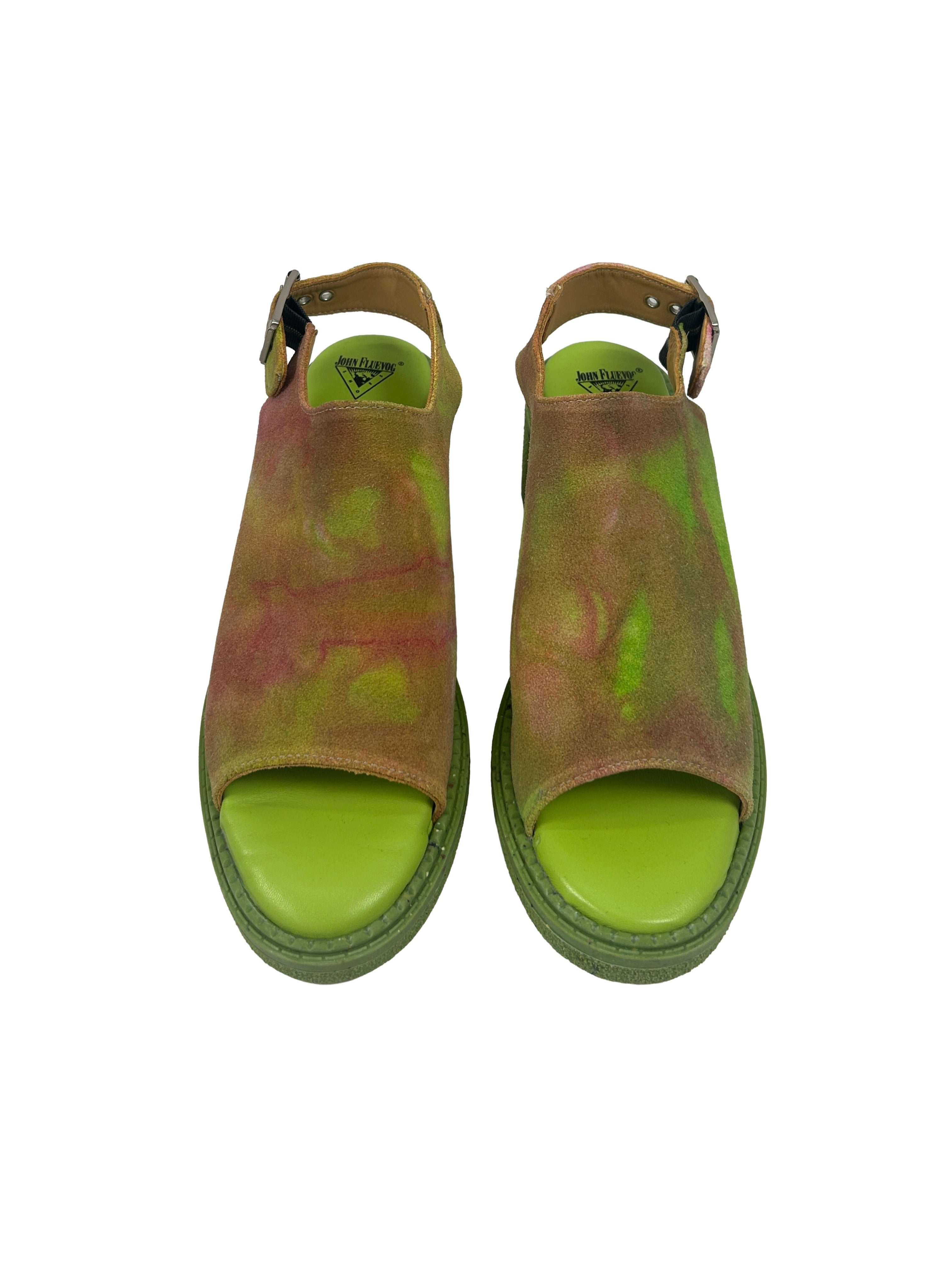 John Fluevog Size 8 Goofball Tie-Dye Slingback Mules