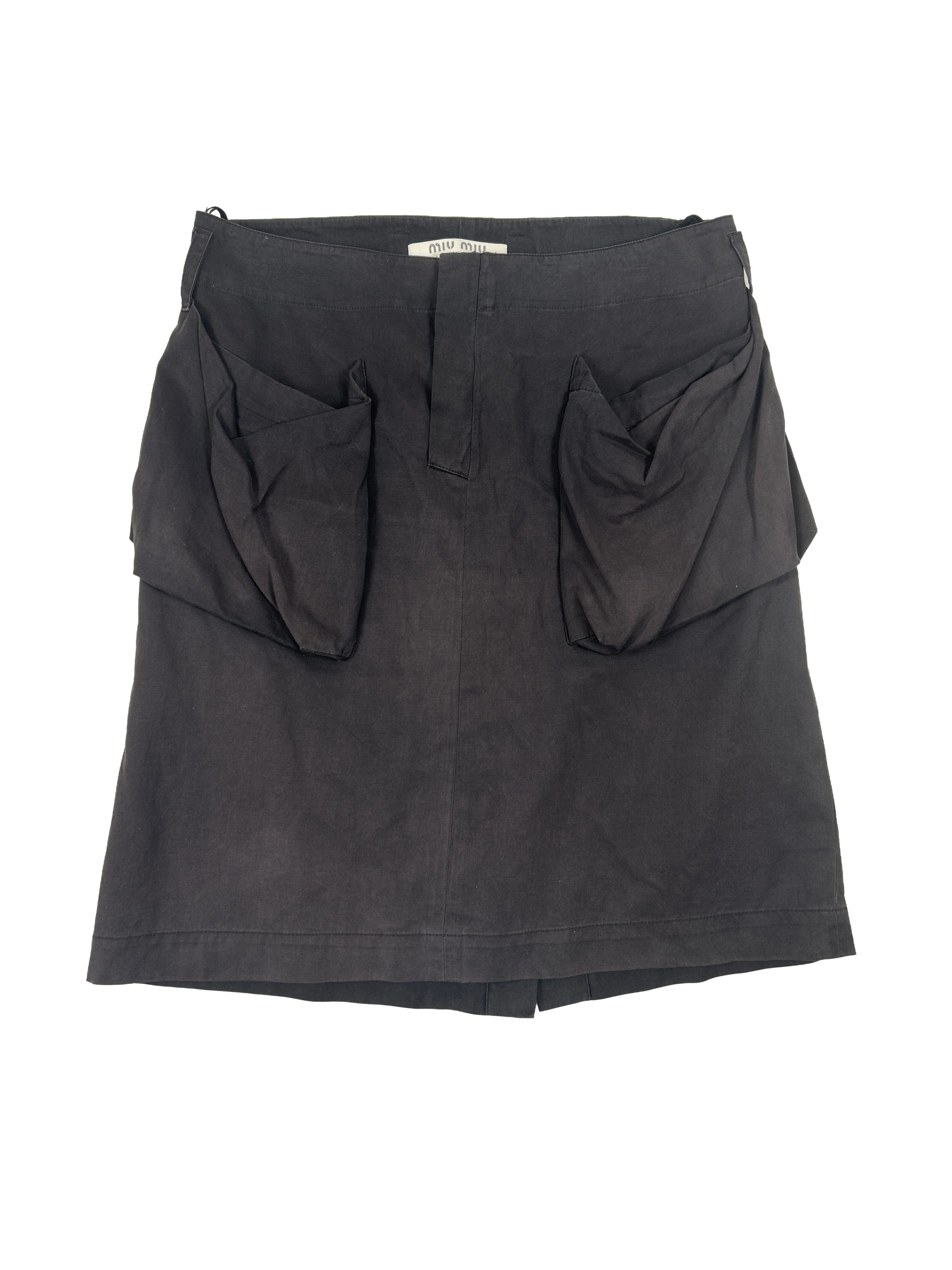 Miu Miu Size 42 Vintage Draped Pocket Straight Skirt