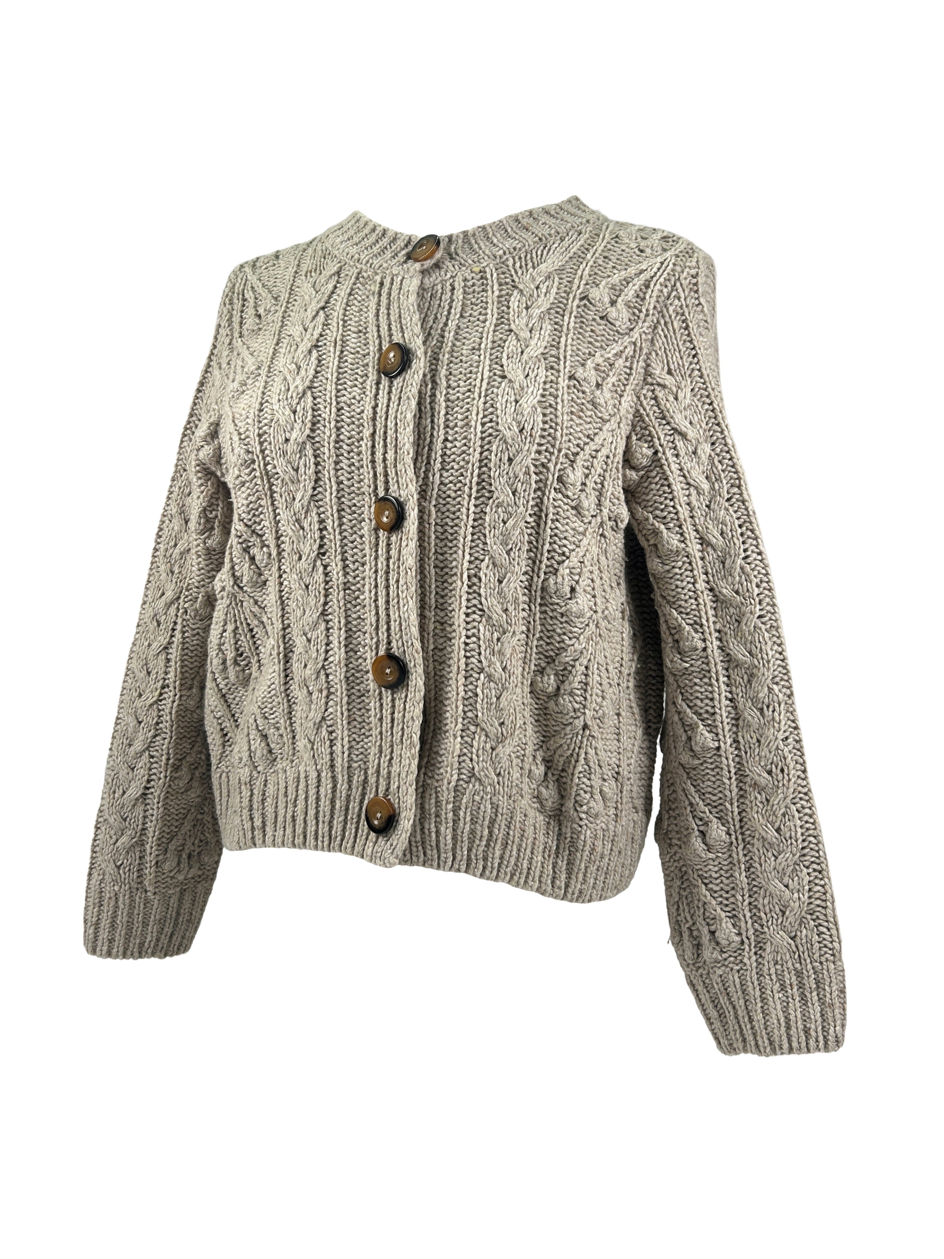 Doen Size S Speckled Cable Knit Cardigan