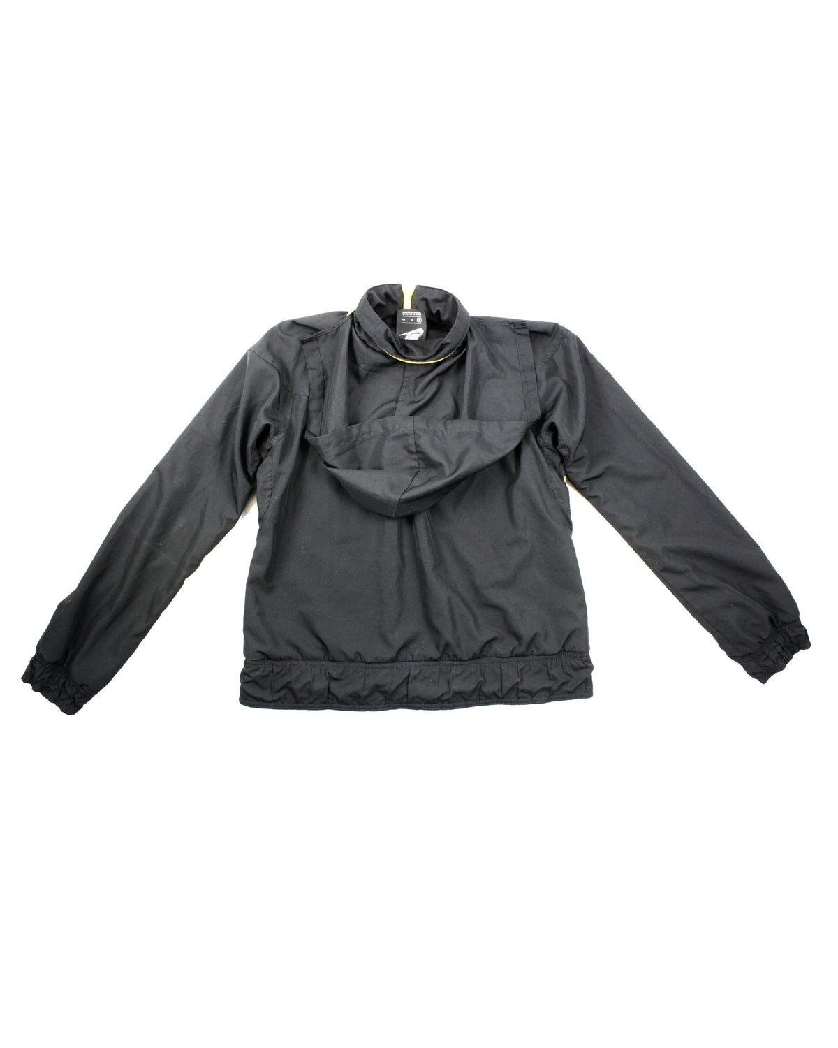 Nike Women's Black/Yellow Long Sleeve Jacket with Embroidered Logo and Hidden Hood – Size S