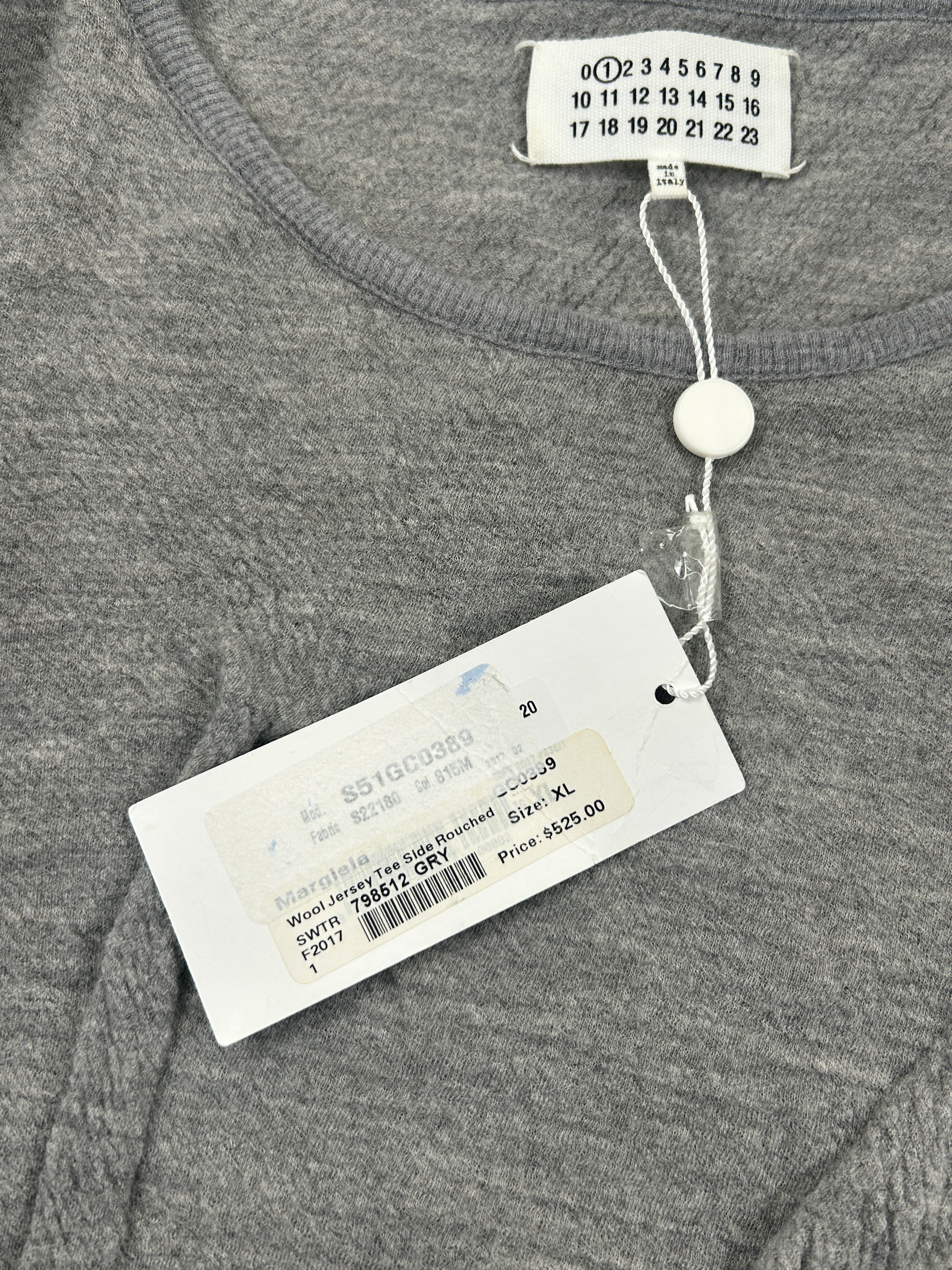 Maison Margiela Size XL Wool Jersey Pleated Tee NWT
