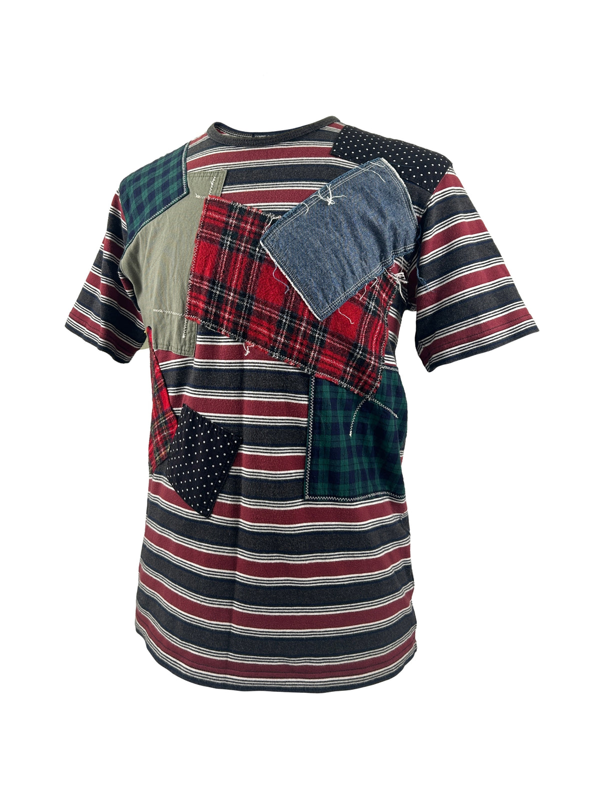 Comme Des Garcons Homme Size L Striped Patchwork T-Shirt