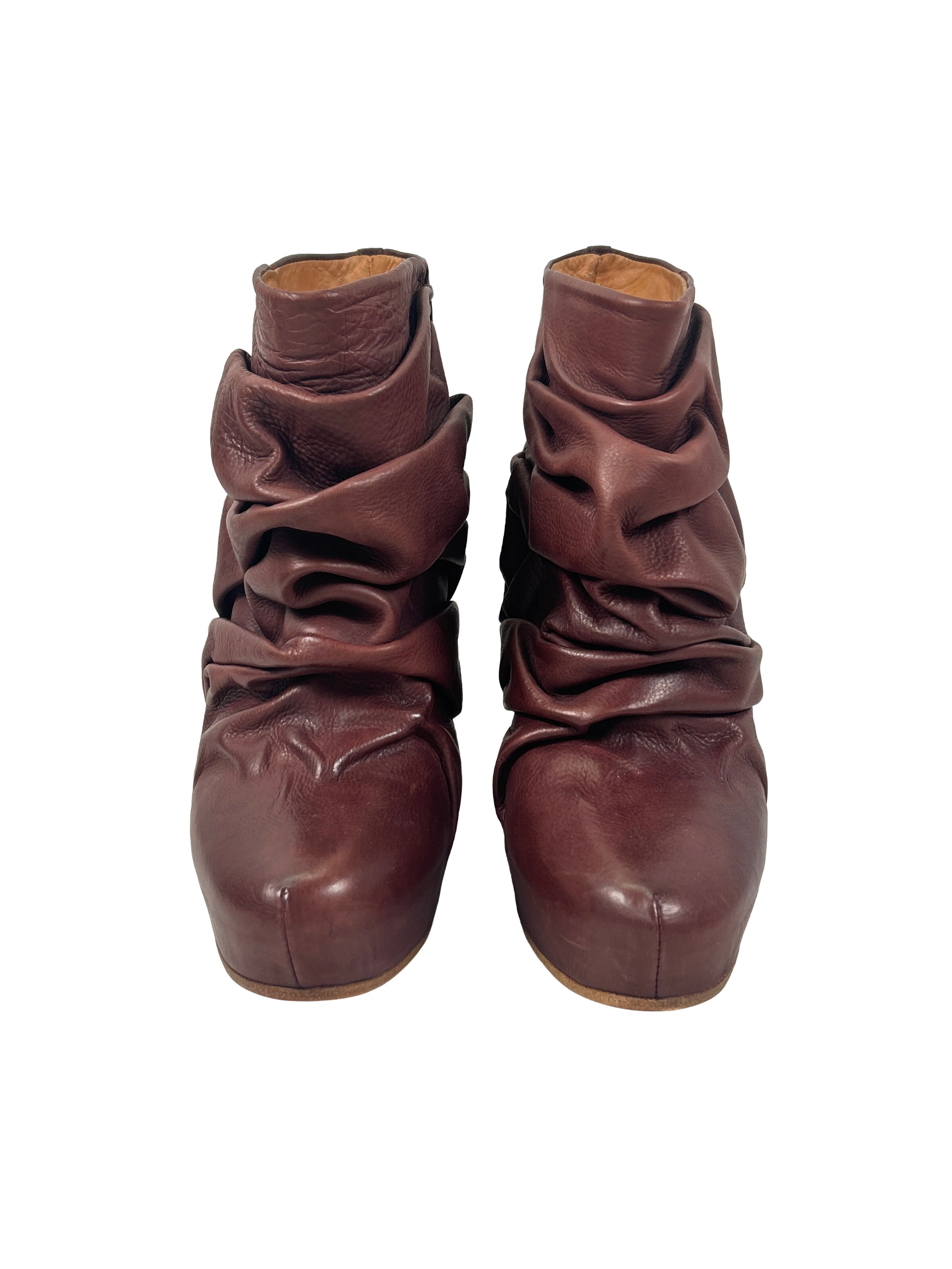 Maison Margiela Size 38.5 Ruched Wedge Ankle Boots