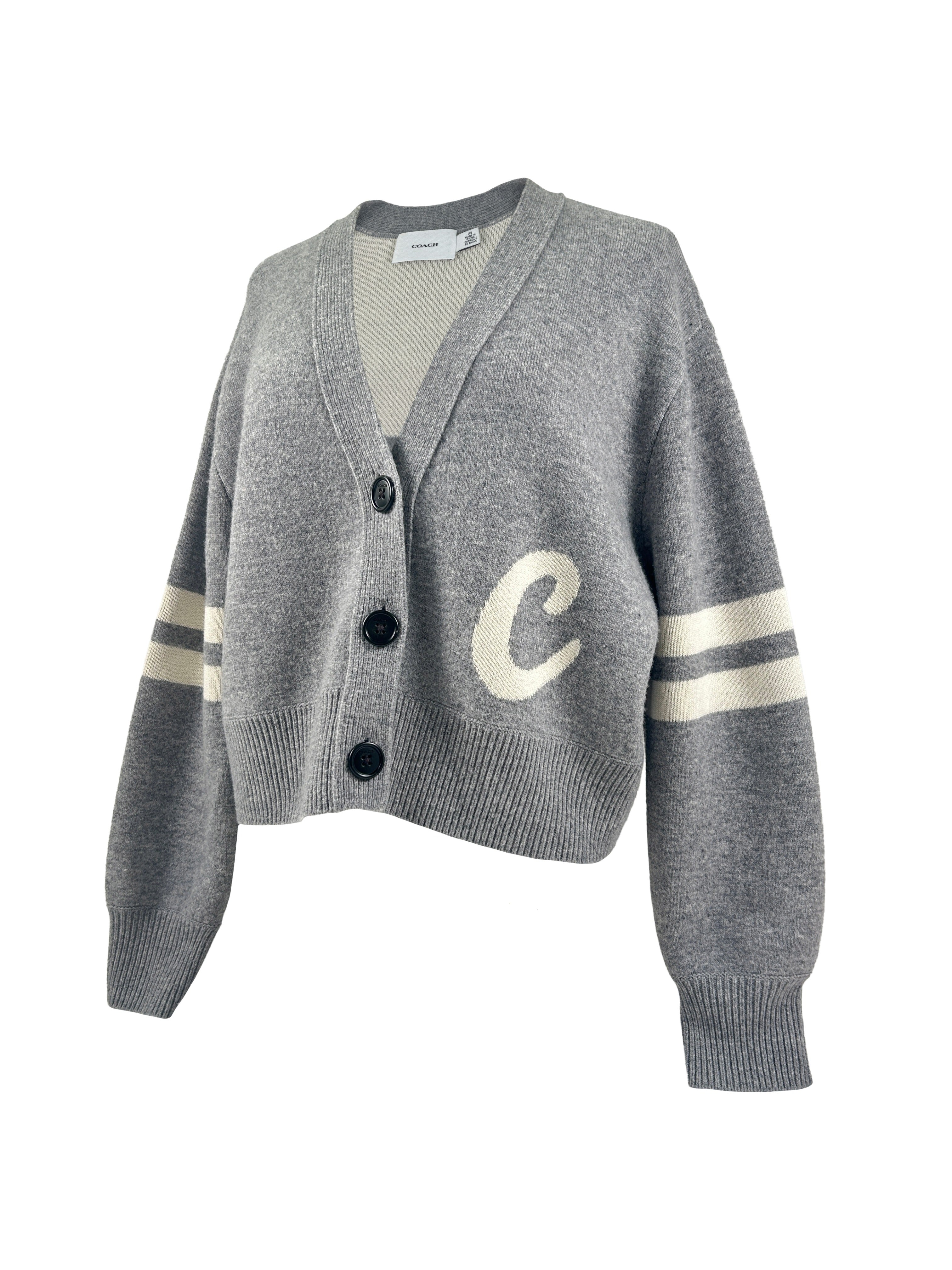 Coach Size XS Signature Script Cropped Cardigan