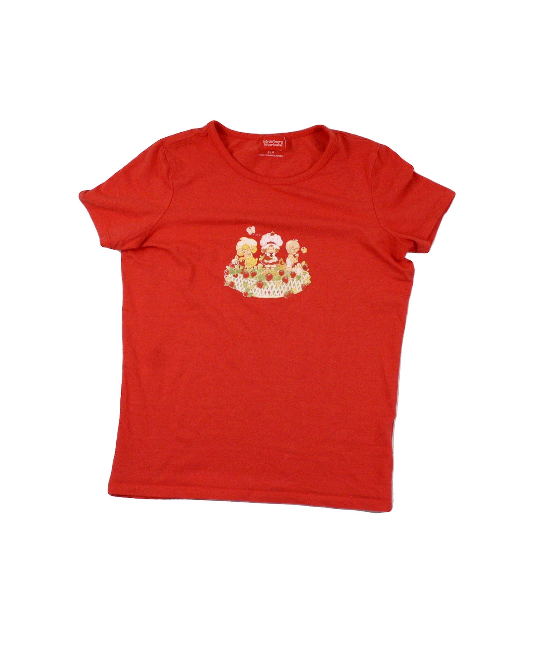 Strawberry Shortcake Women's Red, Yellow, Cream and Green Short Sleeve T-Shirt – Size S