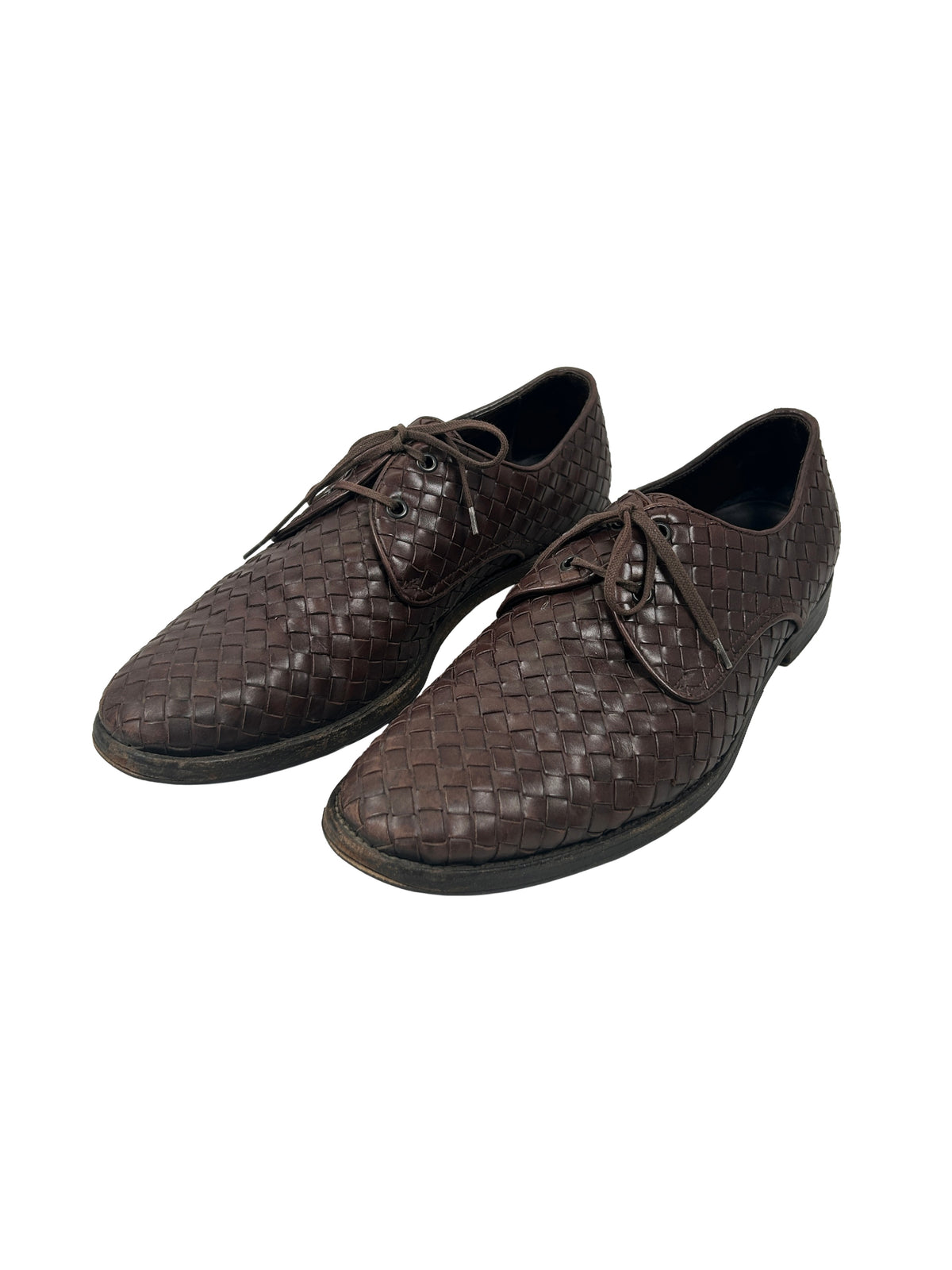Bottega Veneta Size 12 Intrecciato Leather Derby Shoes