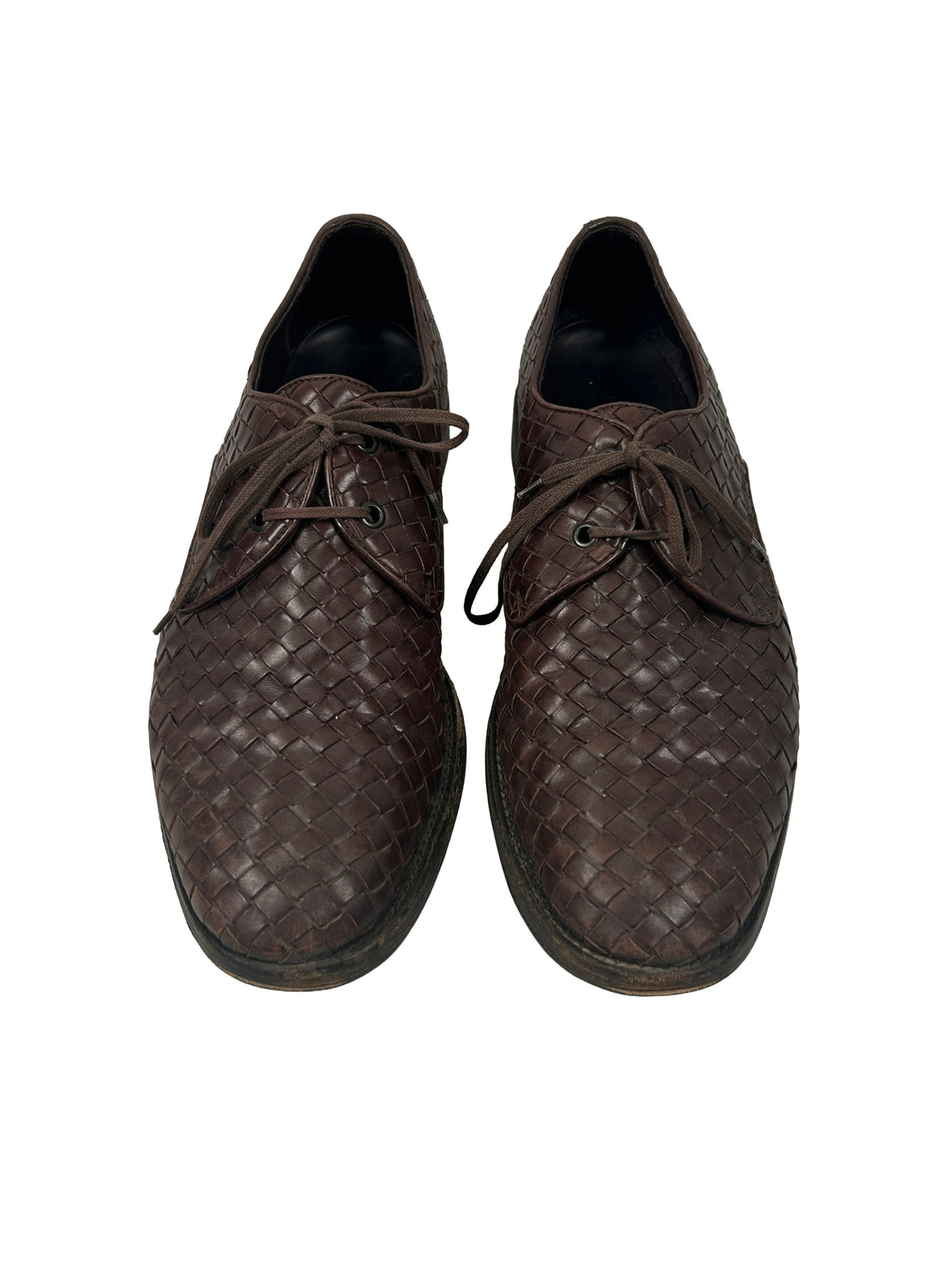 Bottega Veneta Size 12 Intrecciato Leather Derby Shoes