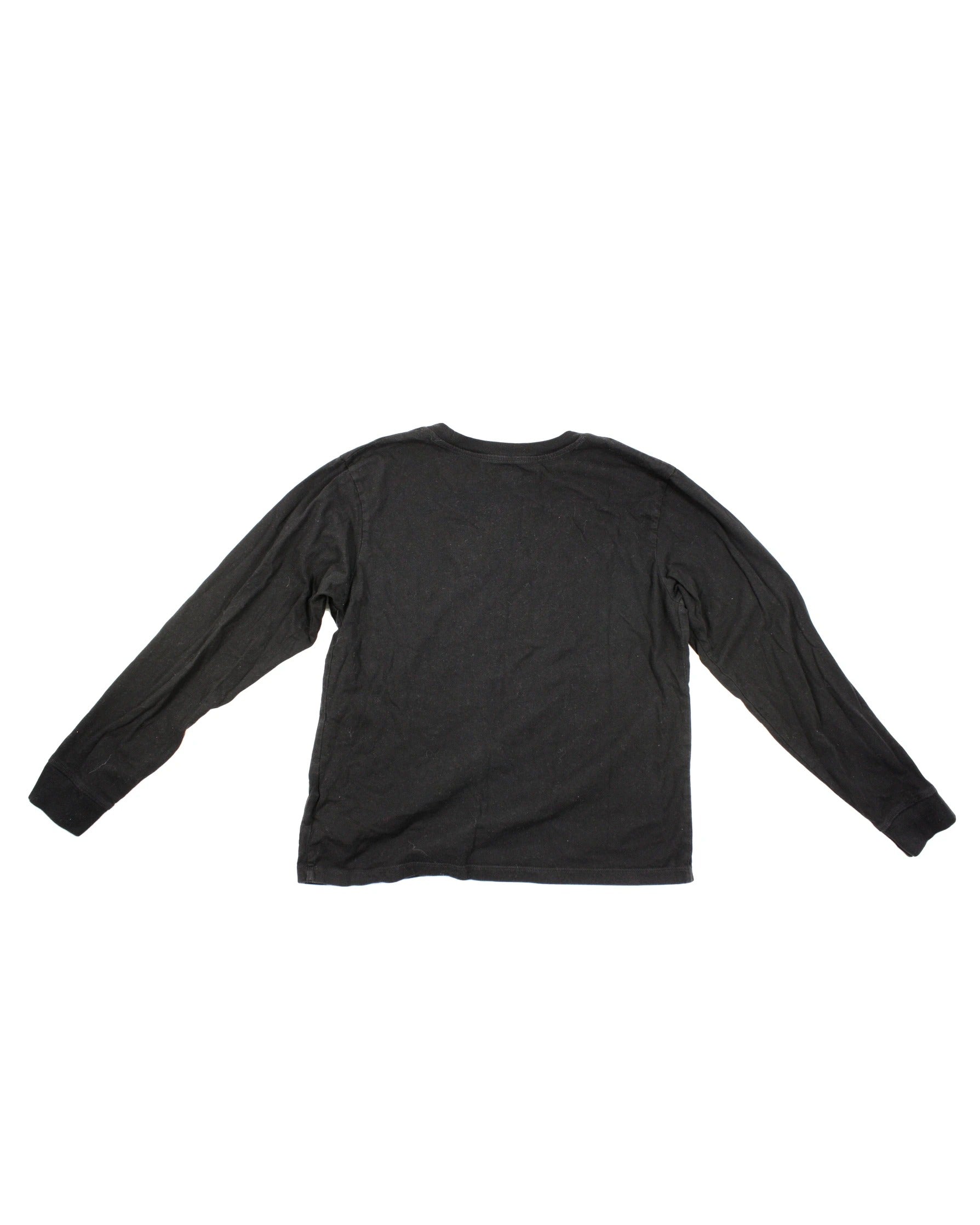 Roots Women's Black/Mauve/White Long Sleeve Top with Beaver Logo Graphic and Ribbed Trim – Size S