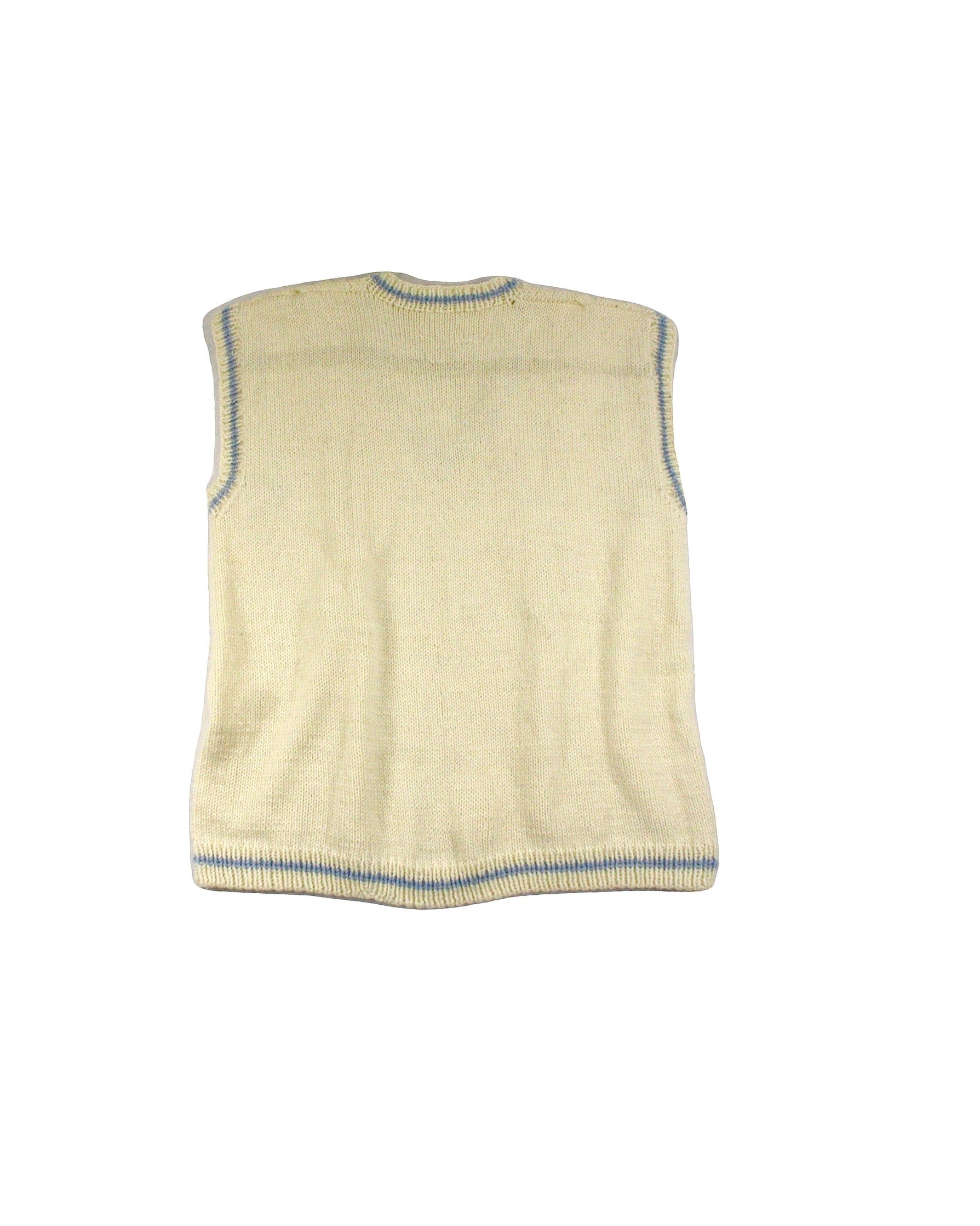Women's Yellow/Blue Heavy Knit V-Neck Vest with Cable Knit Sides – As Is