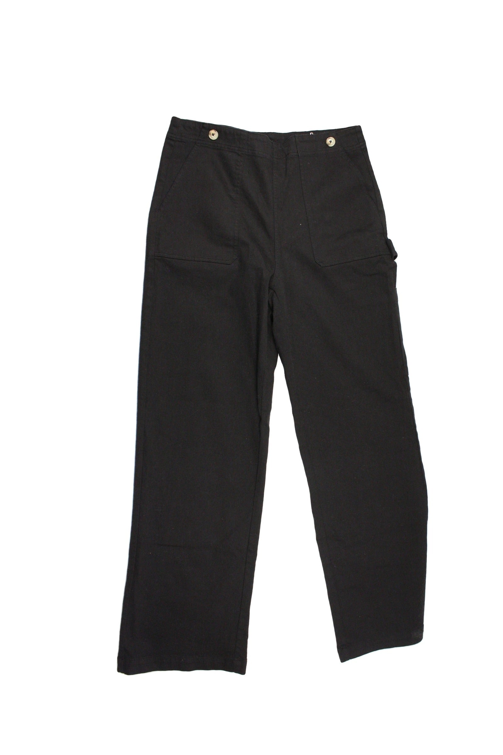 M&L Men's Black High-Waist Pants with Side Loop and Waist Buttons – Size 32