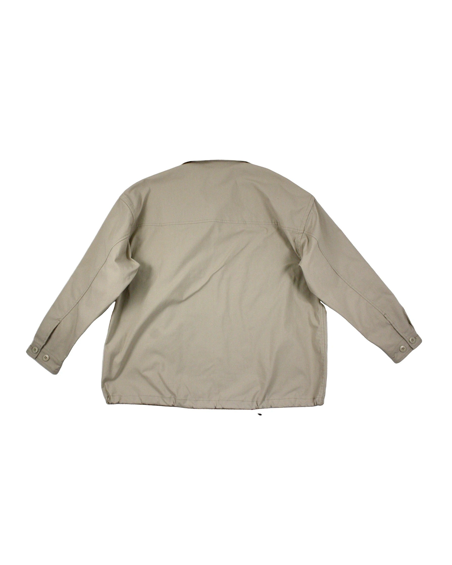 PinSktbs Men's Beige Long Sleeve Bomber Jacket with Snap Front and Drawstring Hem – Size M