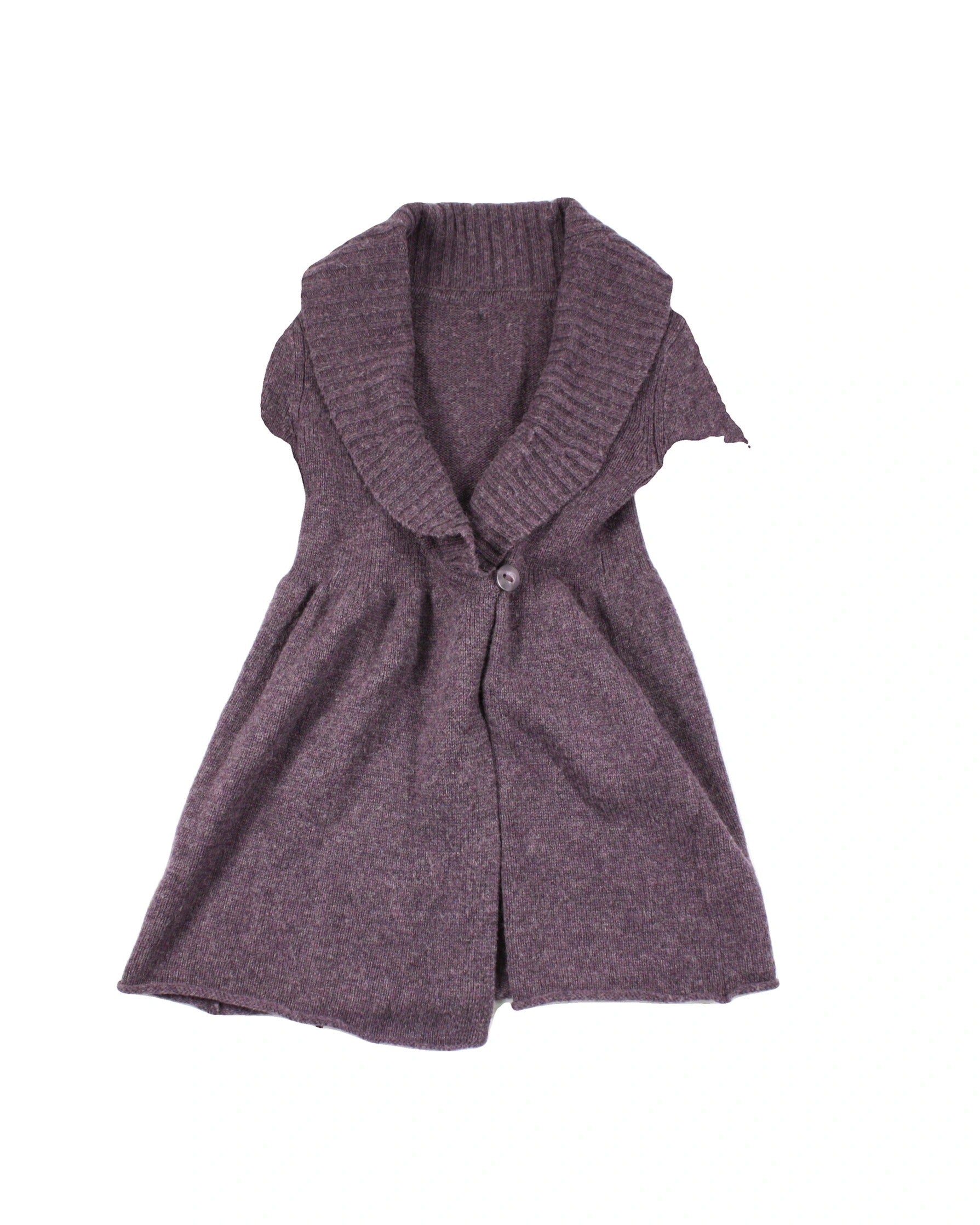 Talula Women's Purple Lambswool Long Sleeve Cardigan with Ribbed Collar and Single Button