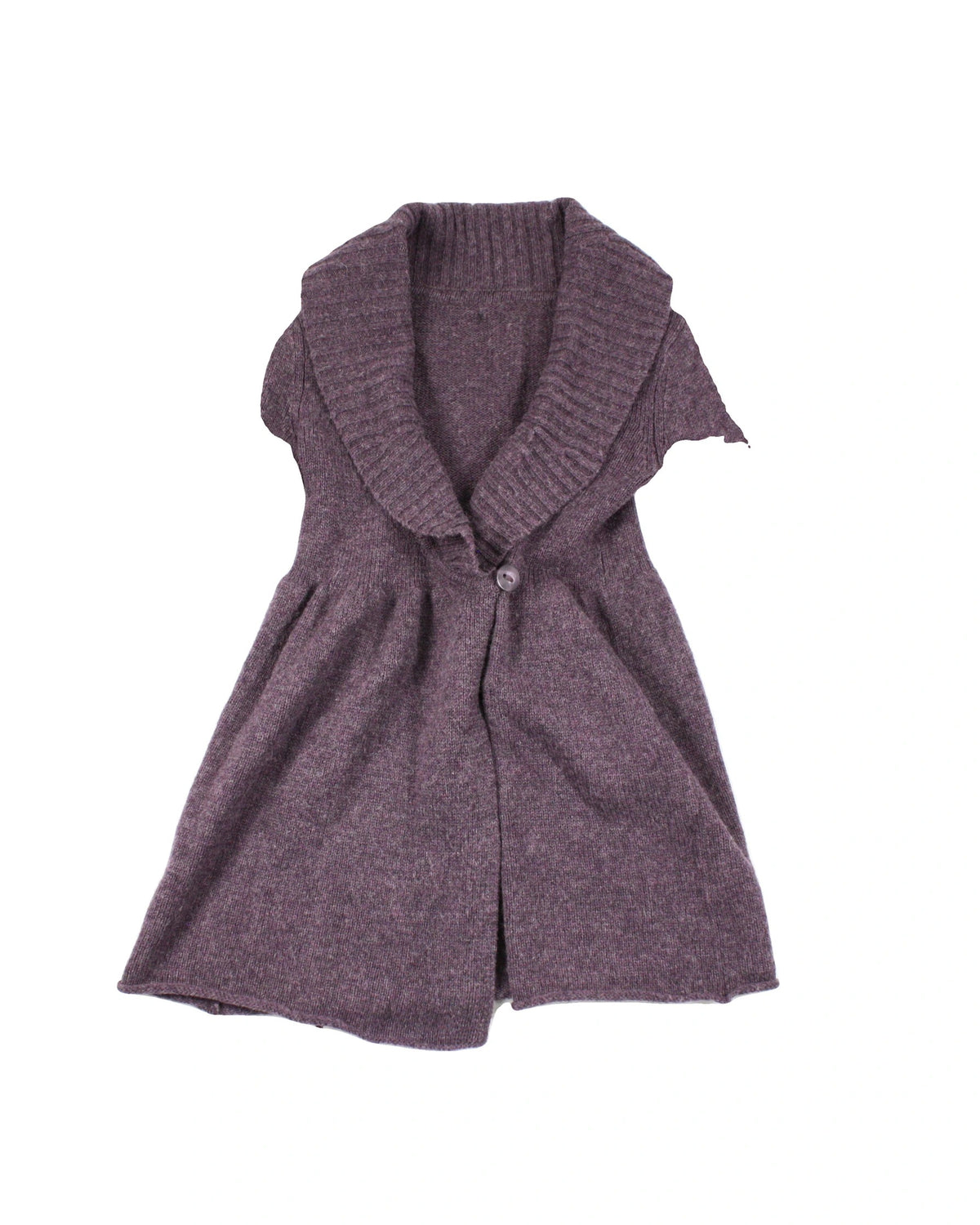 Talula Women's Purple Lambswool Long Sleeve Cardigan with Ribbed Collar and Single Button