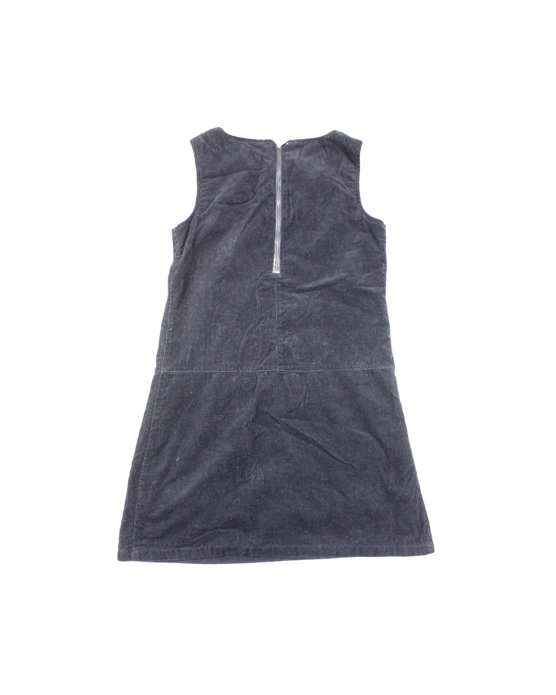M&Co Women's Navy Corduroy Sleeveless Mini Dress with Round Neck – Size 8
