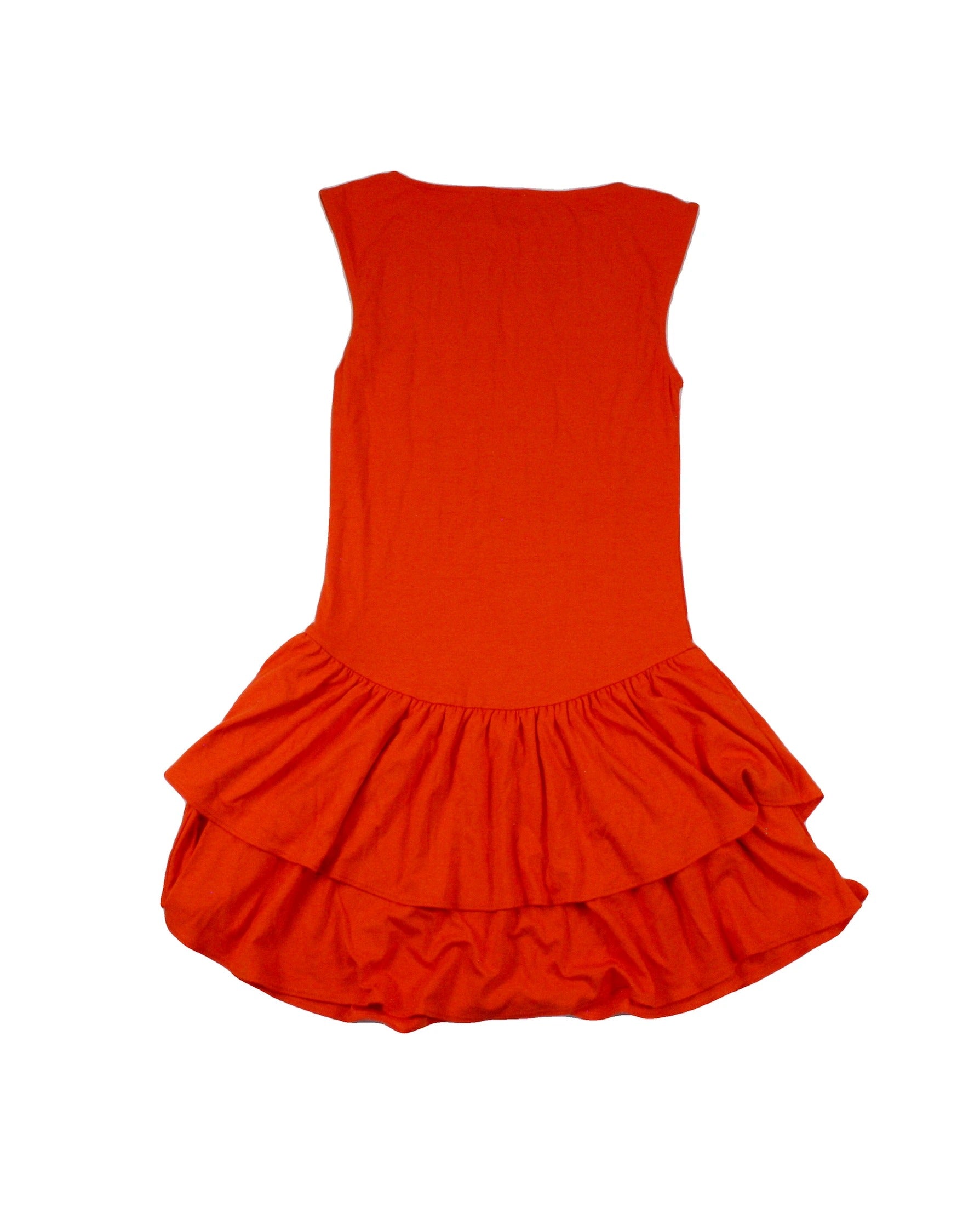 Wilfred Women's Orange Sleeveless Tiered Mini Dress with Round Neck – Size XS