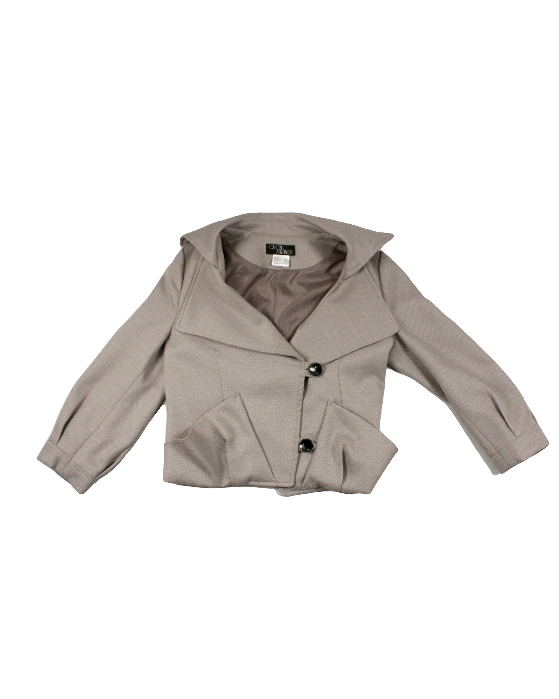 Cecil McBee Women's Grey Three-Quarter Sleeve Jacket with Lapels
