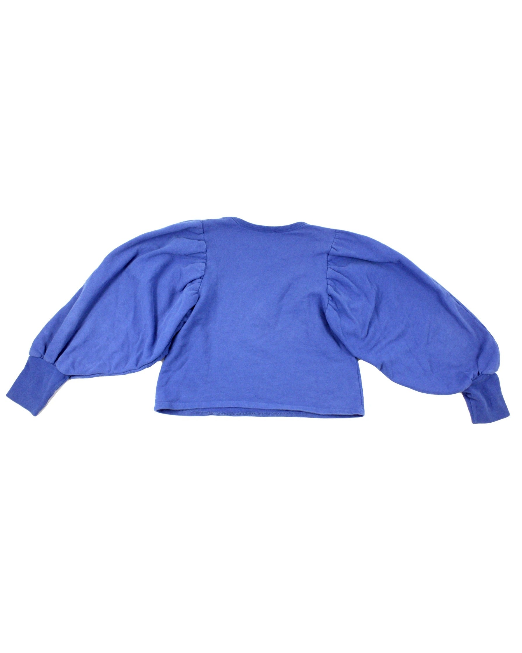 Zara Basic Women's Blue Long Sleeve Sweatshirt with Puff Sleeves – Size S