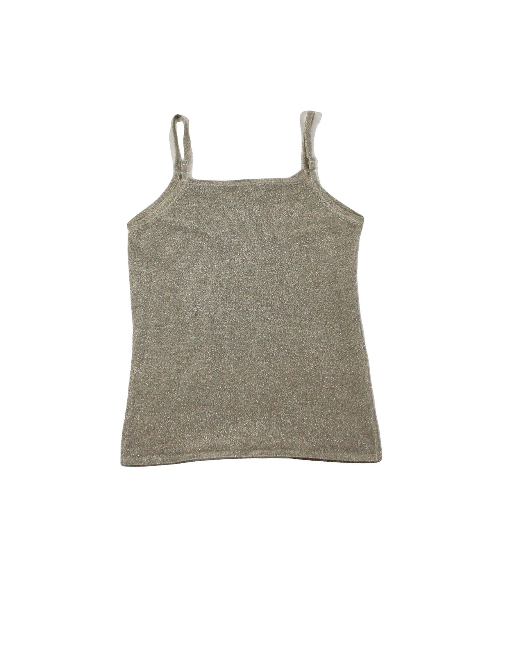 Wanko Women's Gold Spaghetti Strap Knit Top with Shimmer Detail
