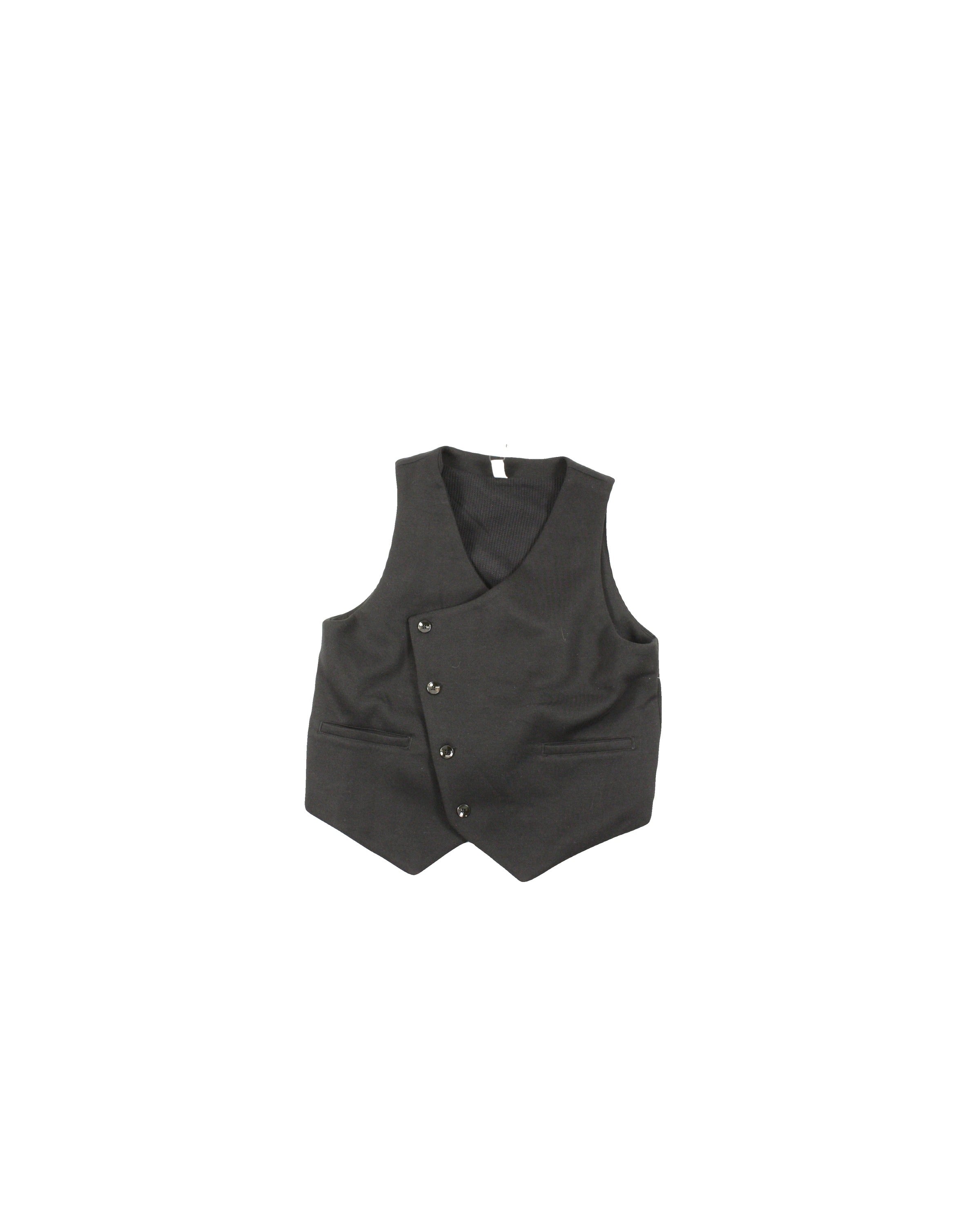 Kotn Women's Black Vest with Asymmetric Buttons and Pointed Hem – Size M