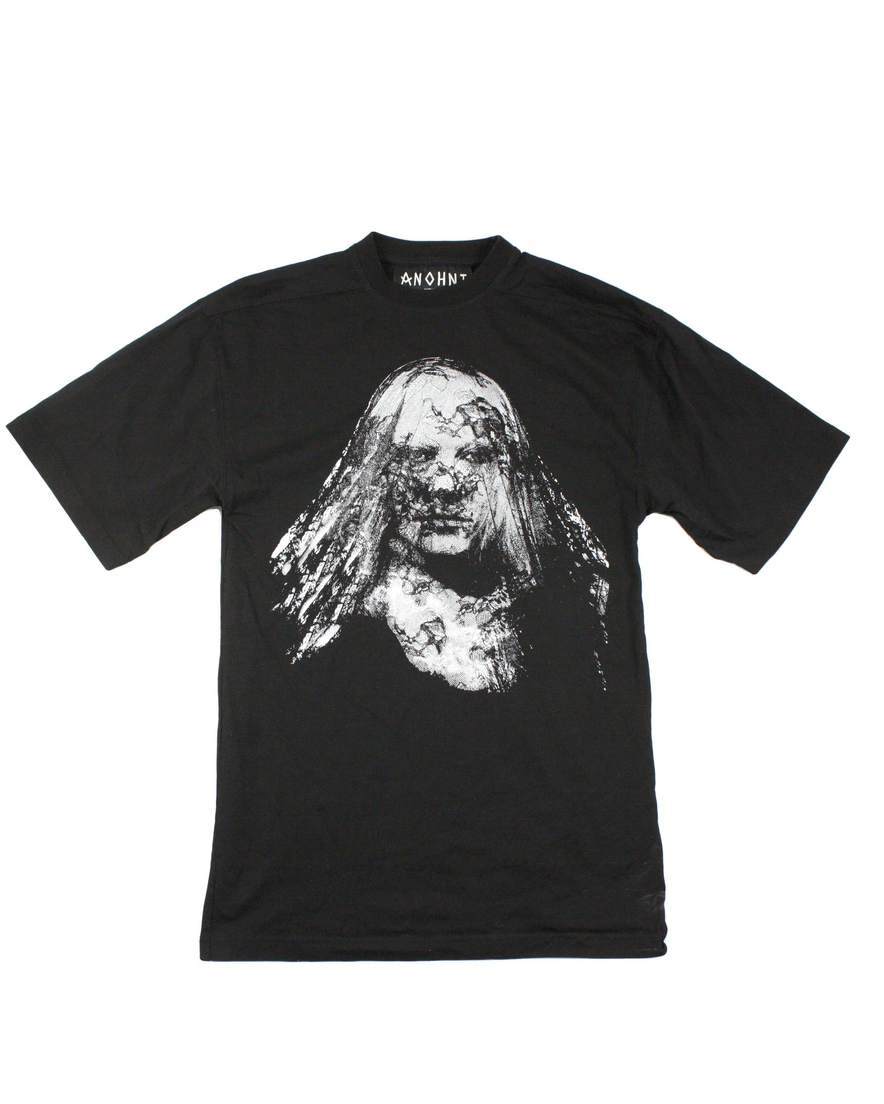Anohni Men's Black and Grey Short Sleeve Lace Lady Graphic T-Shirt – Size XS