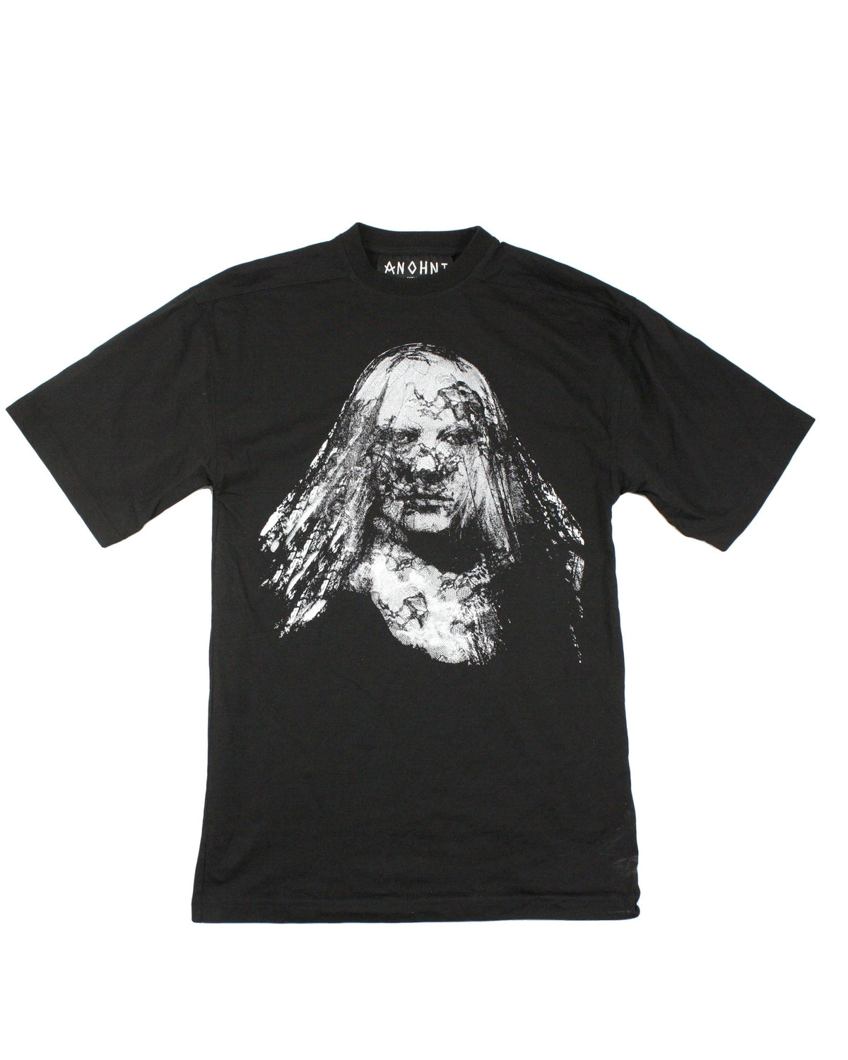 Anohni Men's Black and Grey Short Sleeve Lace Lady Graphic T-Shirt – Size XS
