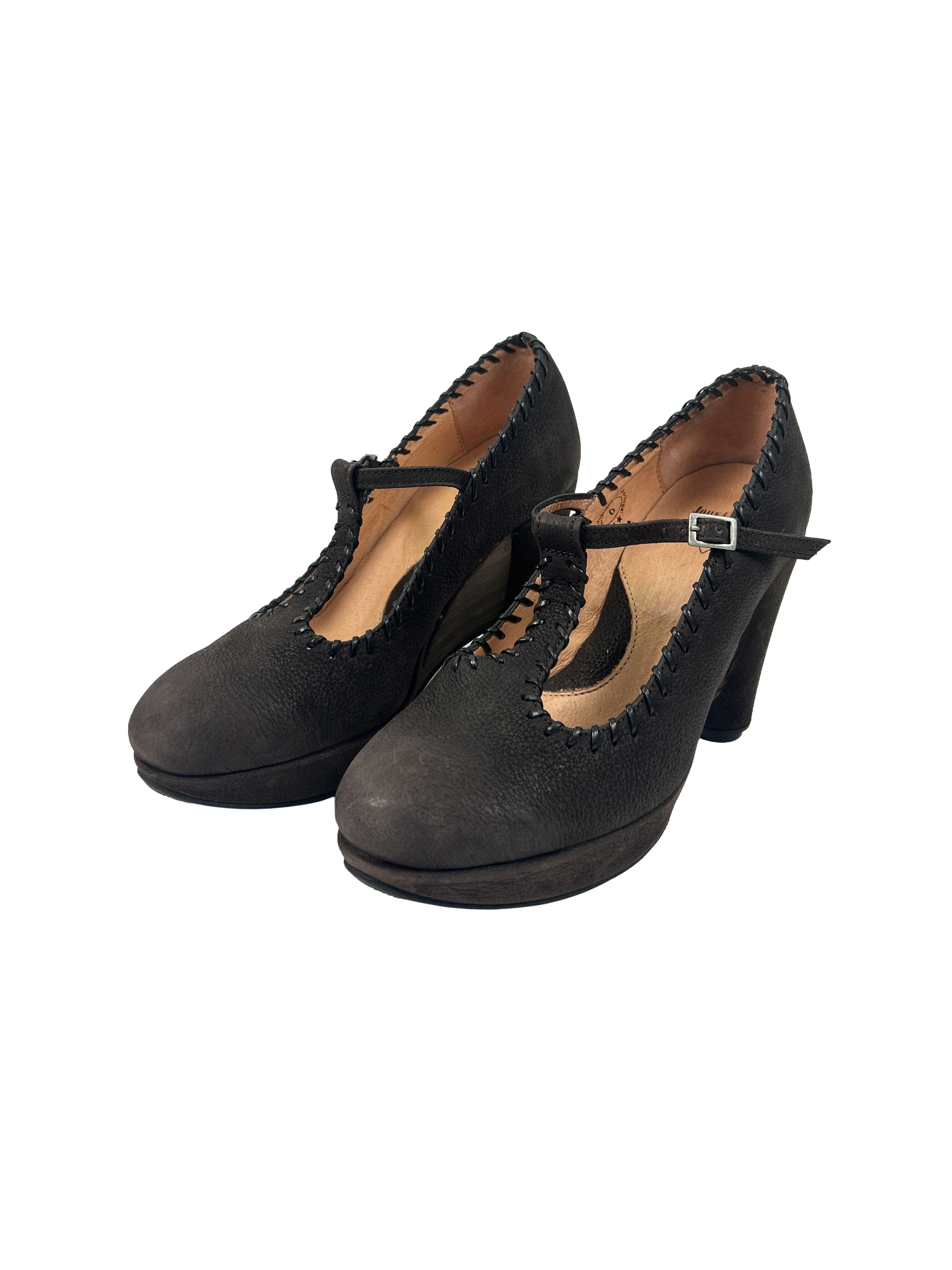 John Fluevog Size 6 Gertrude T-Strap Wedge Heels