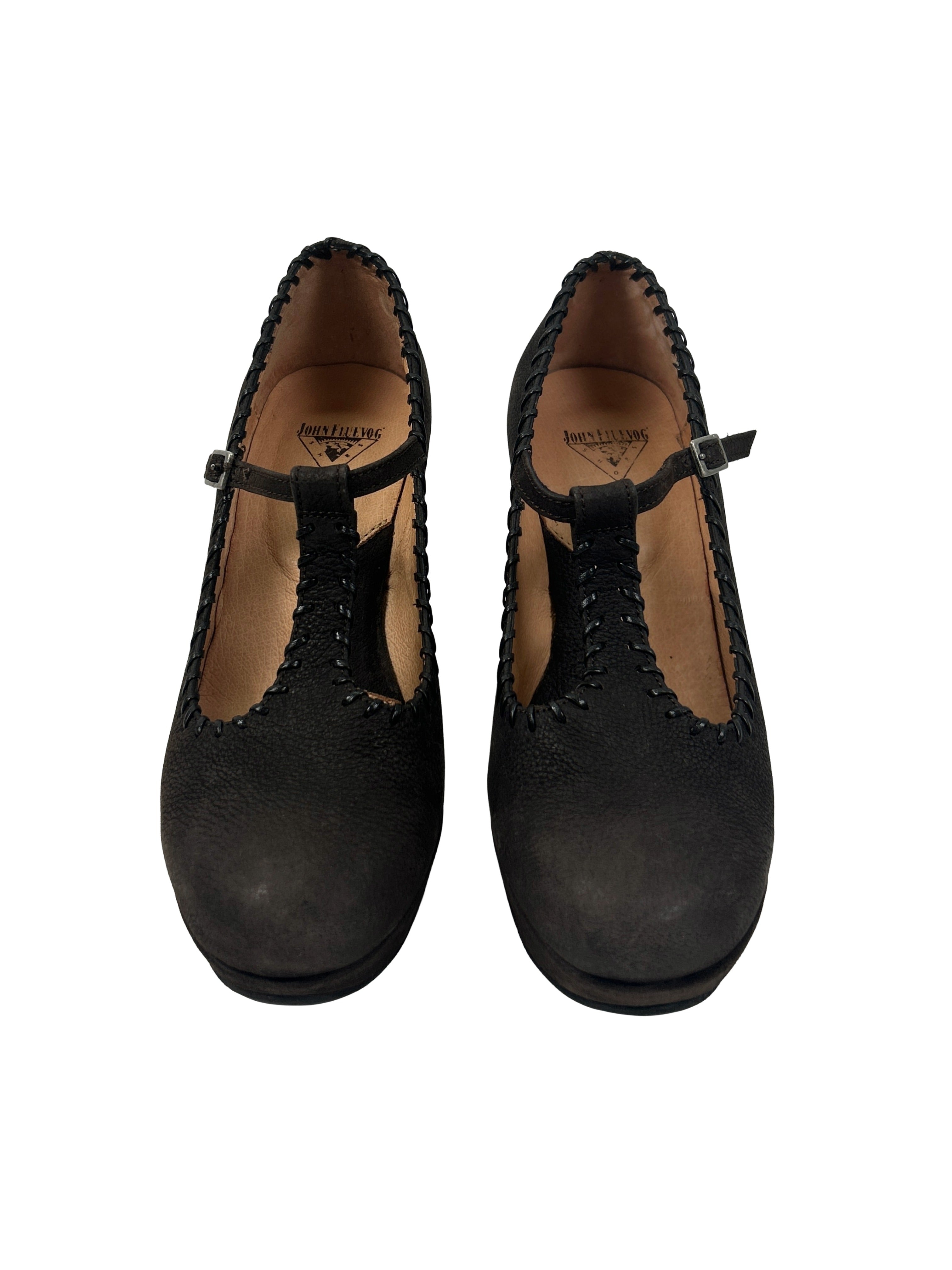 John Fluevog Size 6 Gertrude T-Strap Wedge Heels