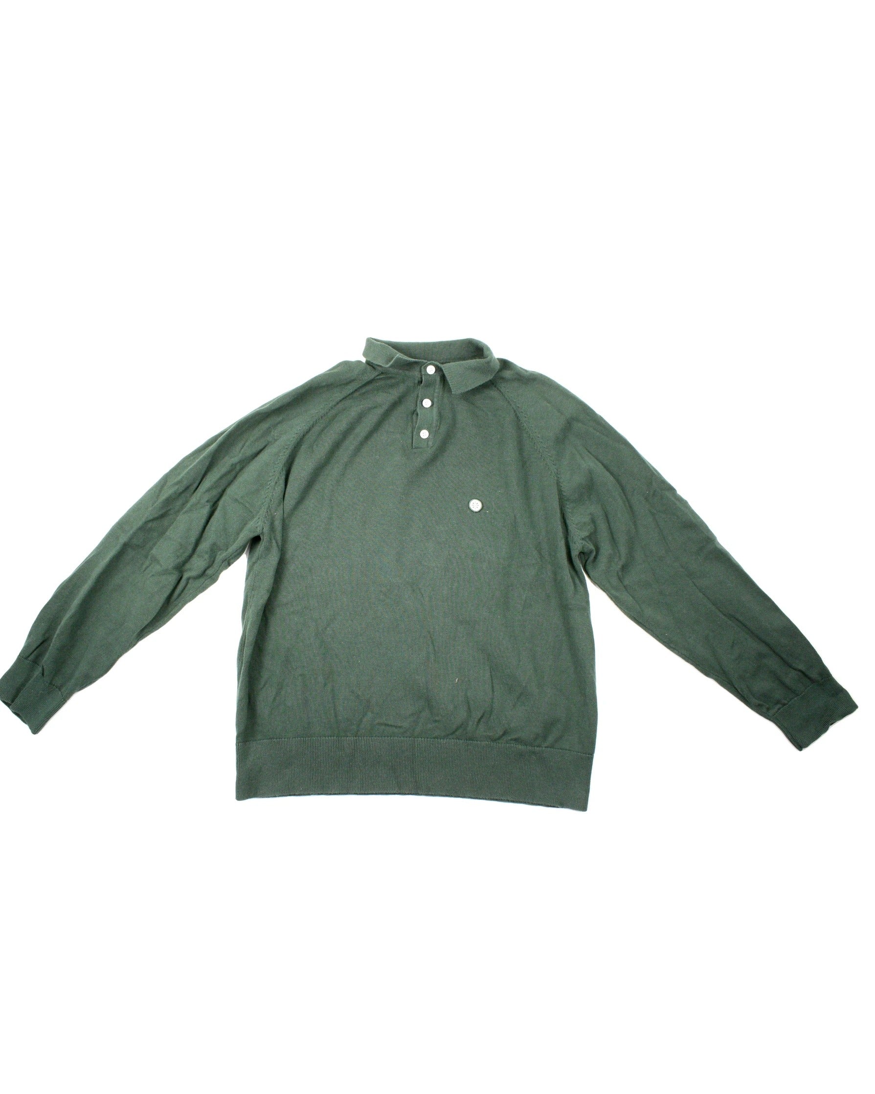 Champlain Men's Green Cotton Long Sleeve Polo Shirt – Size M