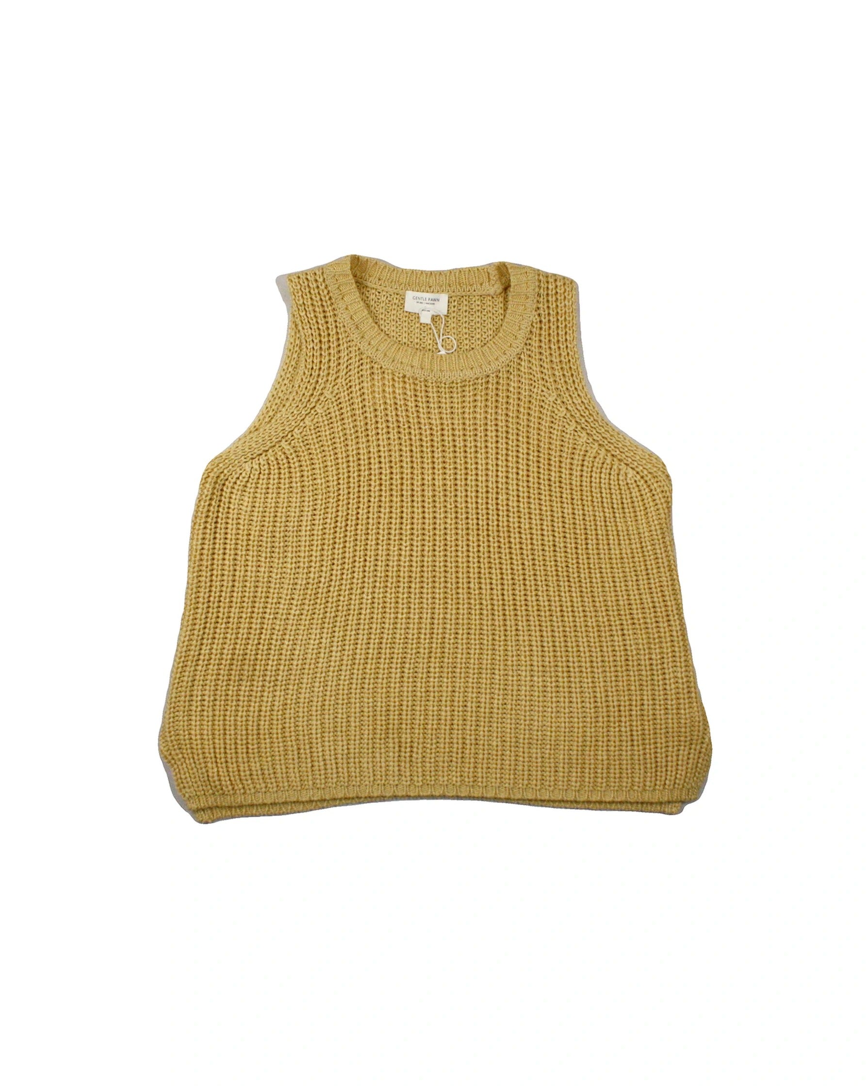 Gentle Fawn Women's Yellow Sleeveless Knit Top with Round Neck – Size S