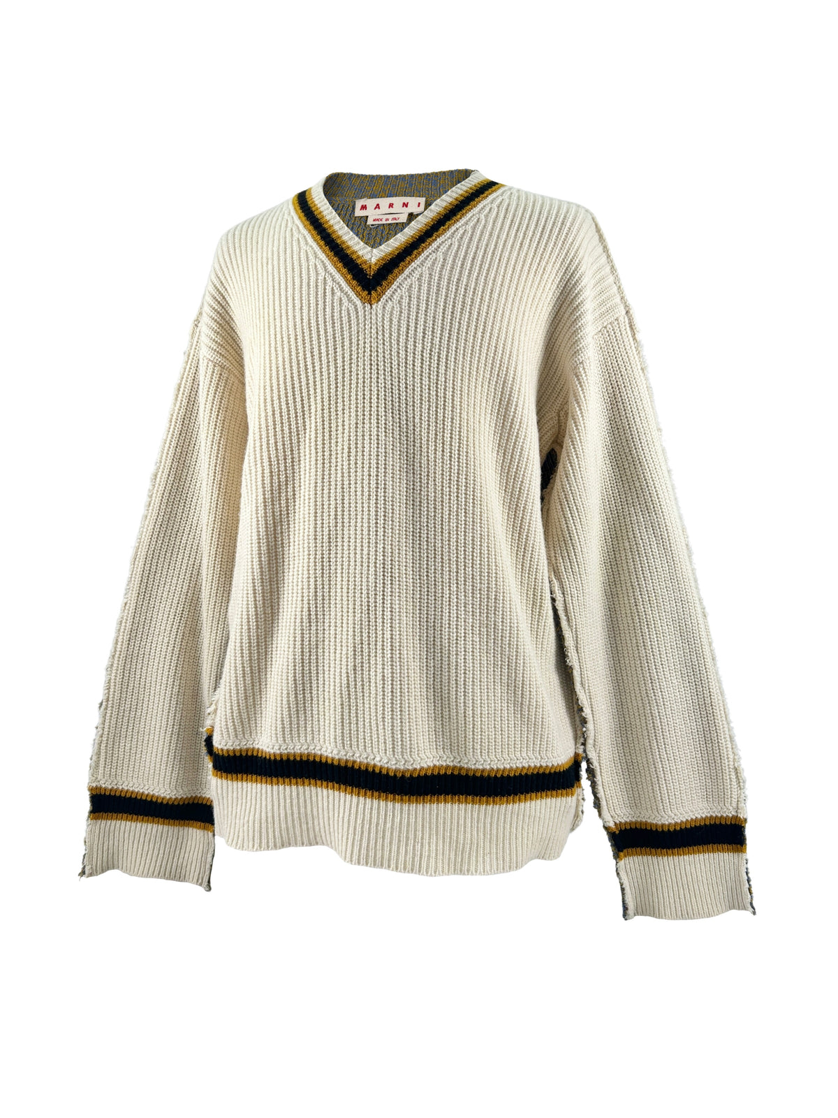 Marni Size 52 Two-Tone V-Neck Sweater