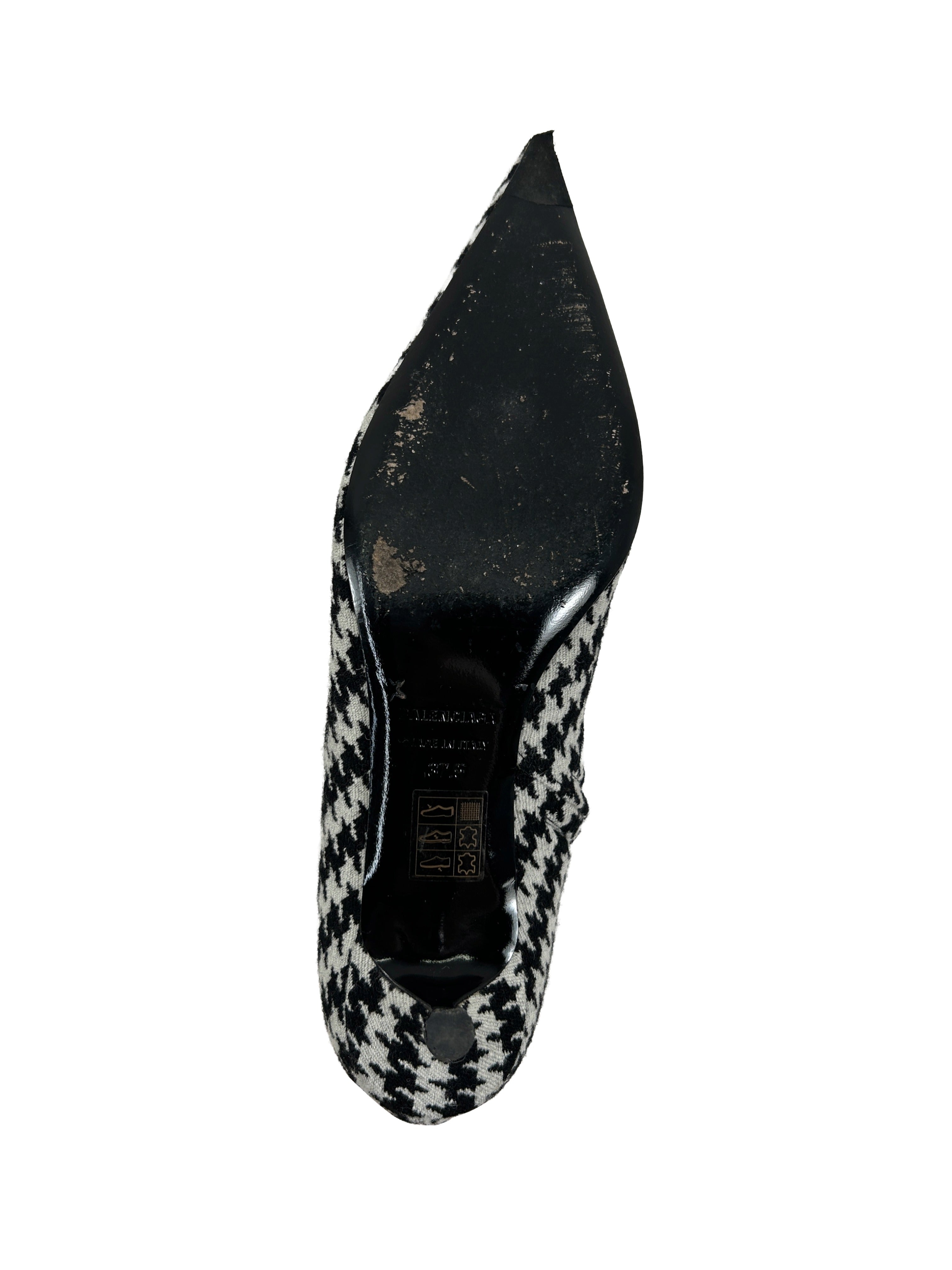 Balenciaga Size 37.5 Houndstooth BB Ankle Boots