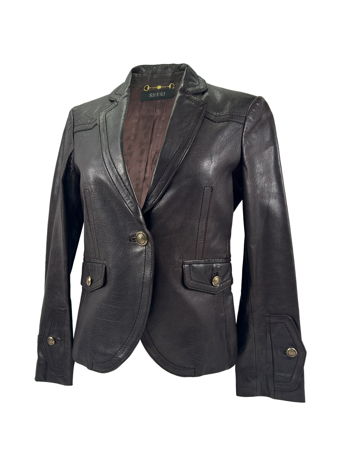 Gucci Dark Brown Leather Blazer