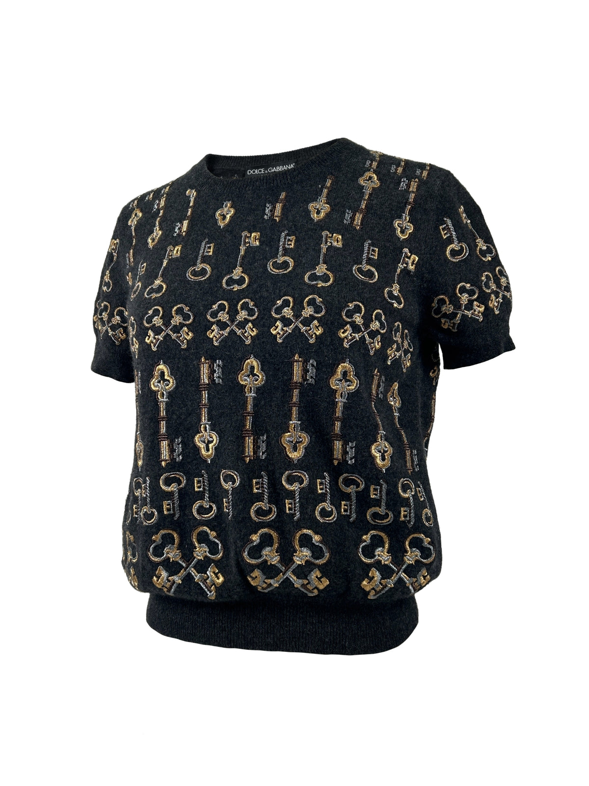 Dolce & Gabbana Size S Cashmere Embroidered Keys Sweater