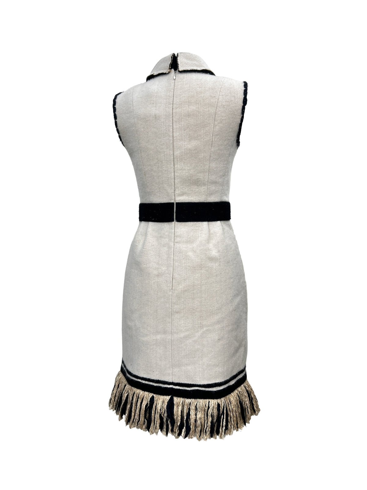 Chanel Size 36 FW 2010 Cashmere & Silk Fringe Trim Dress