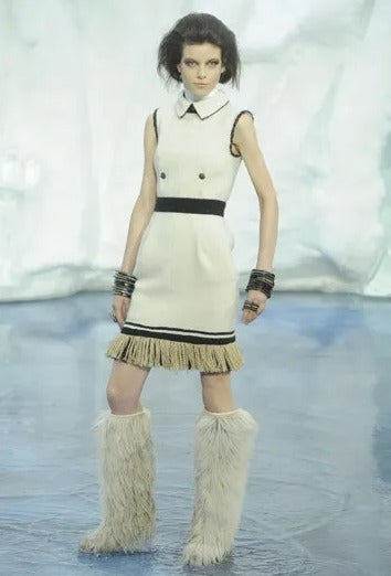 Chanel Size 36 FW 2010 Cashmere & Silk Fringe Trim Dress