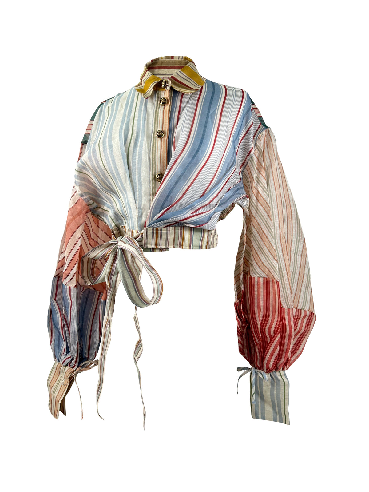 Zimmermann Size 0 Striped Wrap Shirt