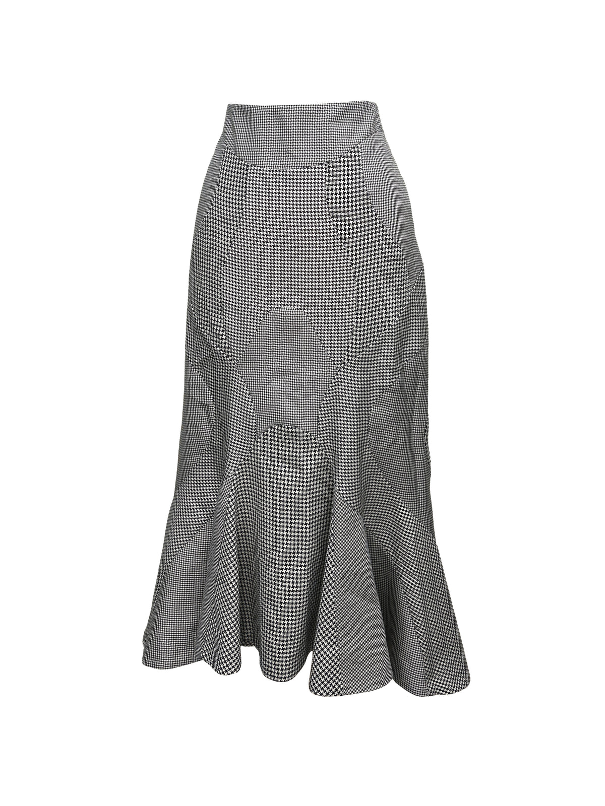 Alexander McQueen Size 44 Houndstooth Paneled Midi Skirt