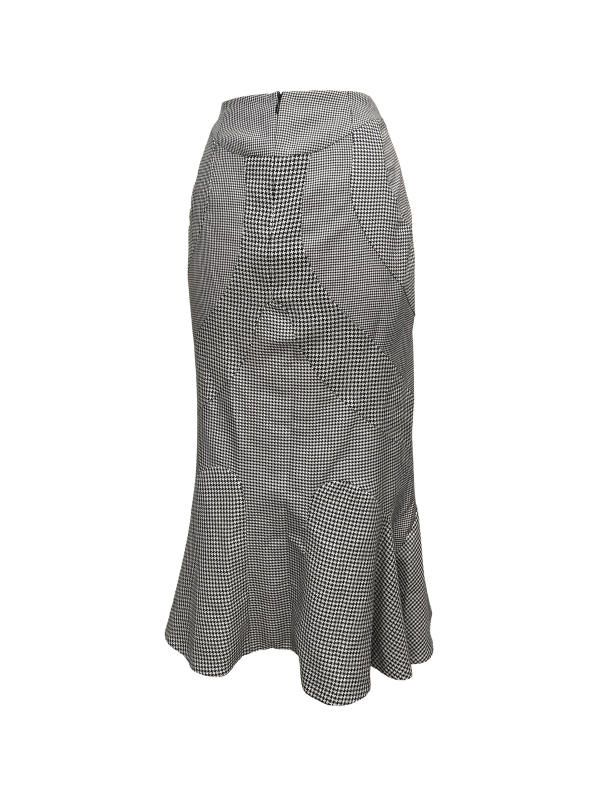 Alexander McQueen Size 44 Houndstooth Paneled Midi Skirt